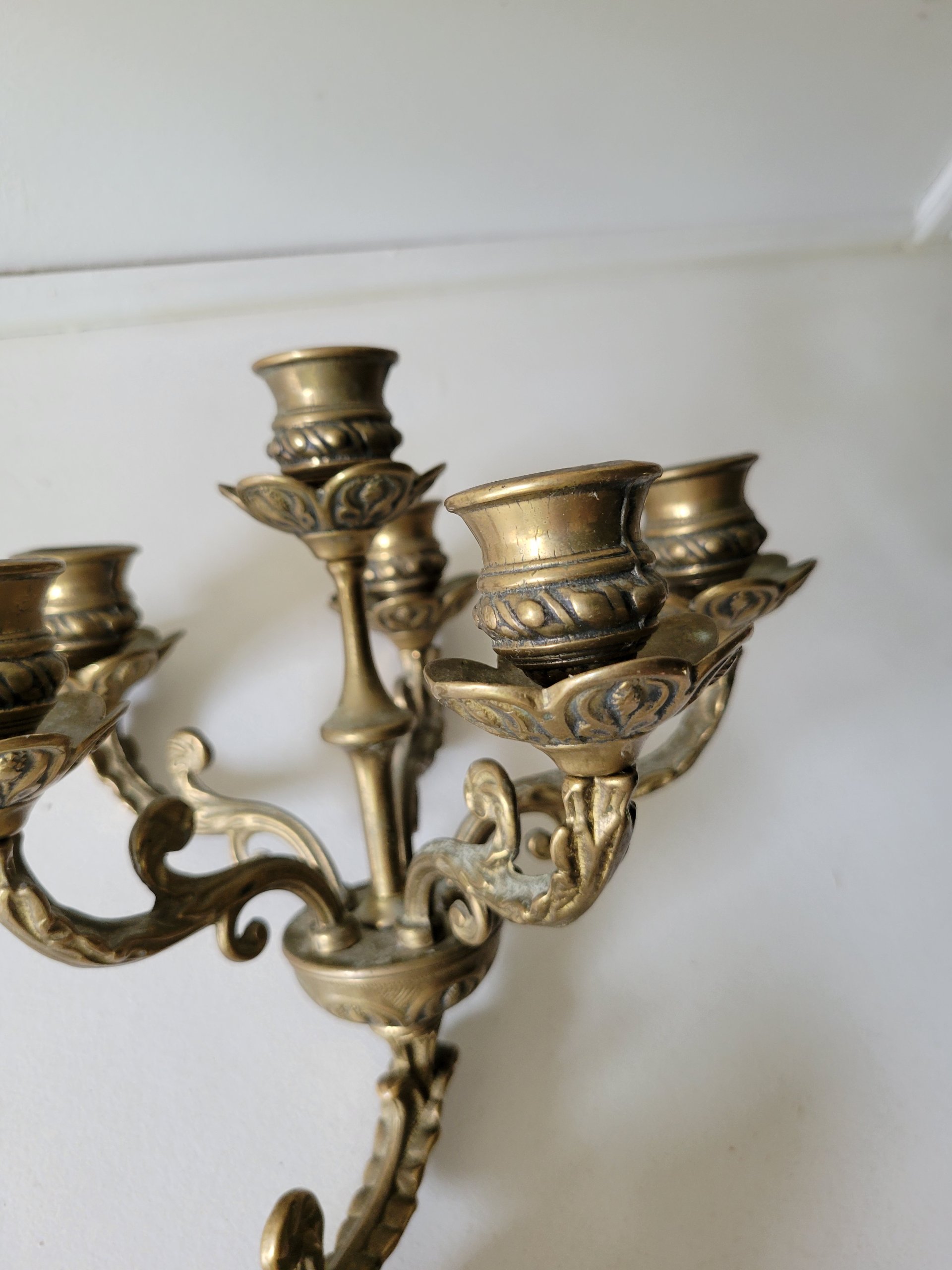 Five-Arm Solid Brass Wall Sconce — view 6