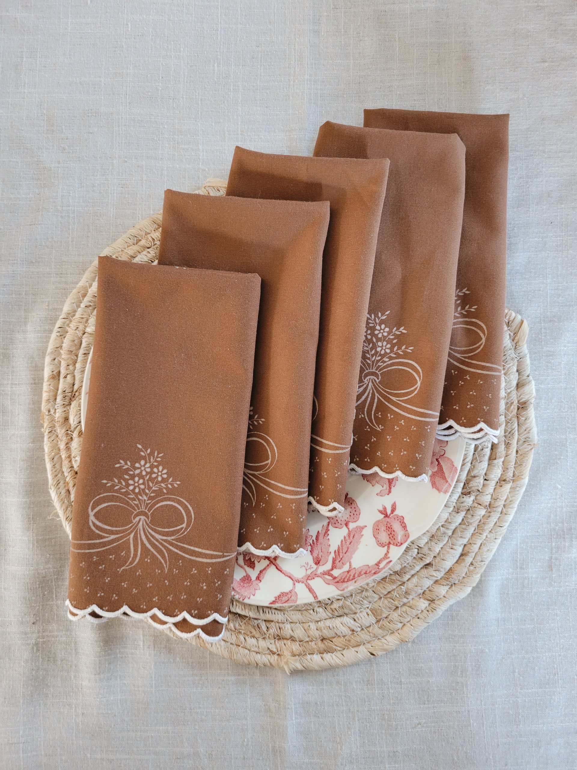 Set of 5 Autumn Bow & Botanical Textile Placemats — view 2