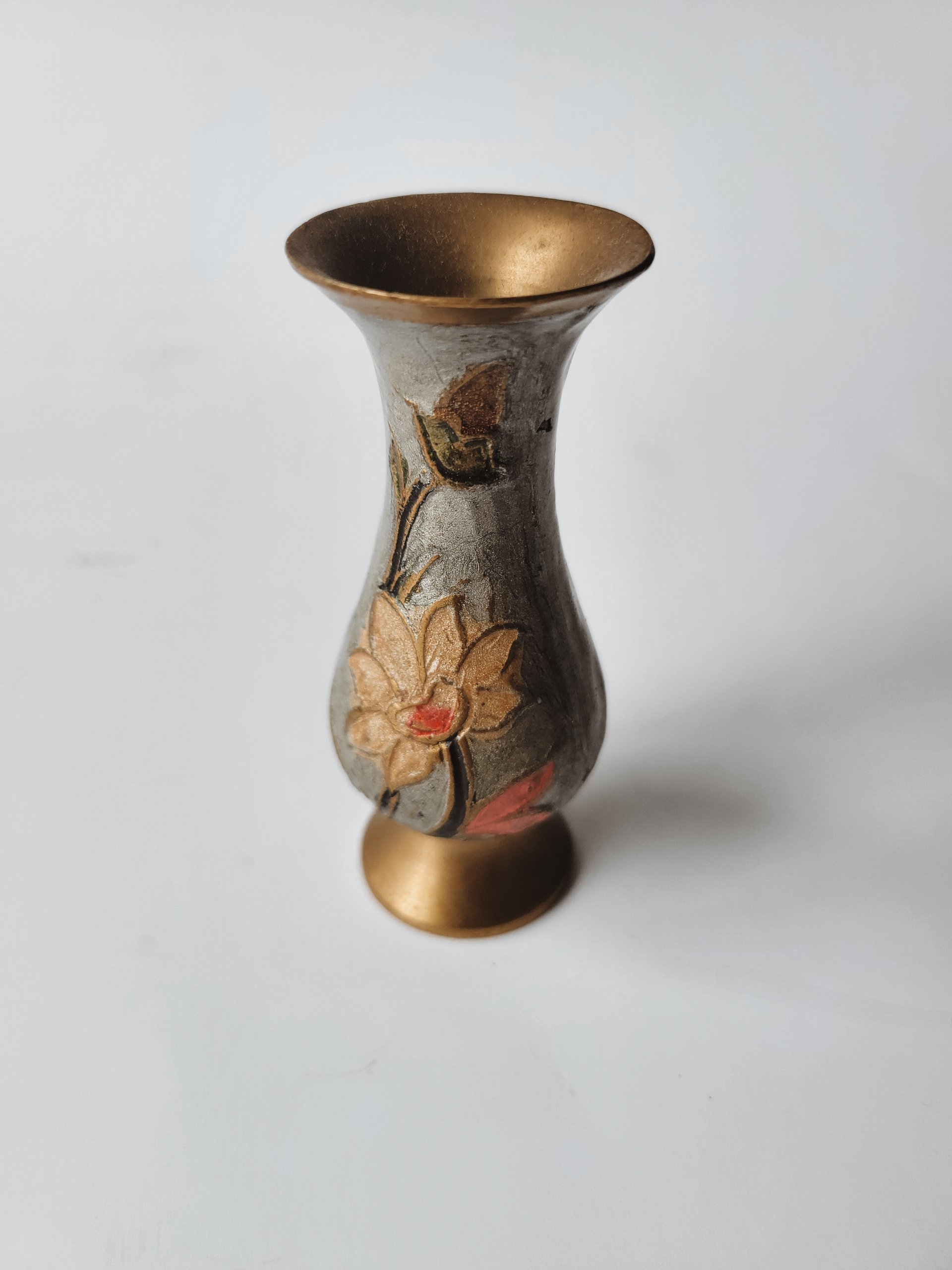 Tiny Brass Enamel Bud Vase — view 2