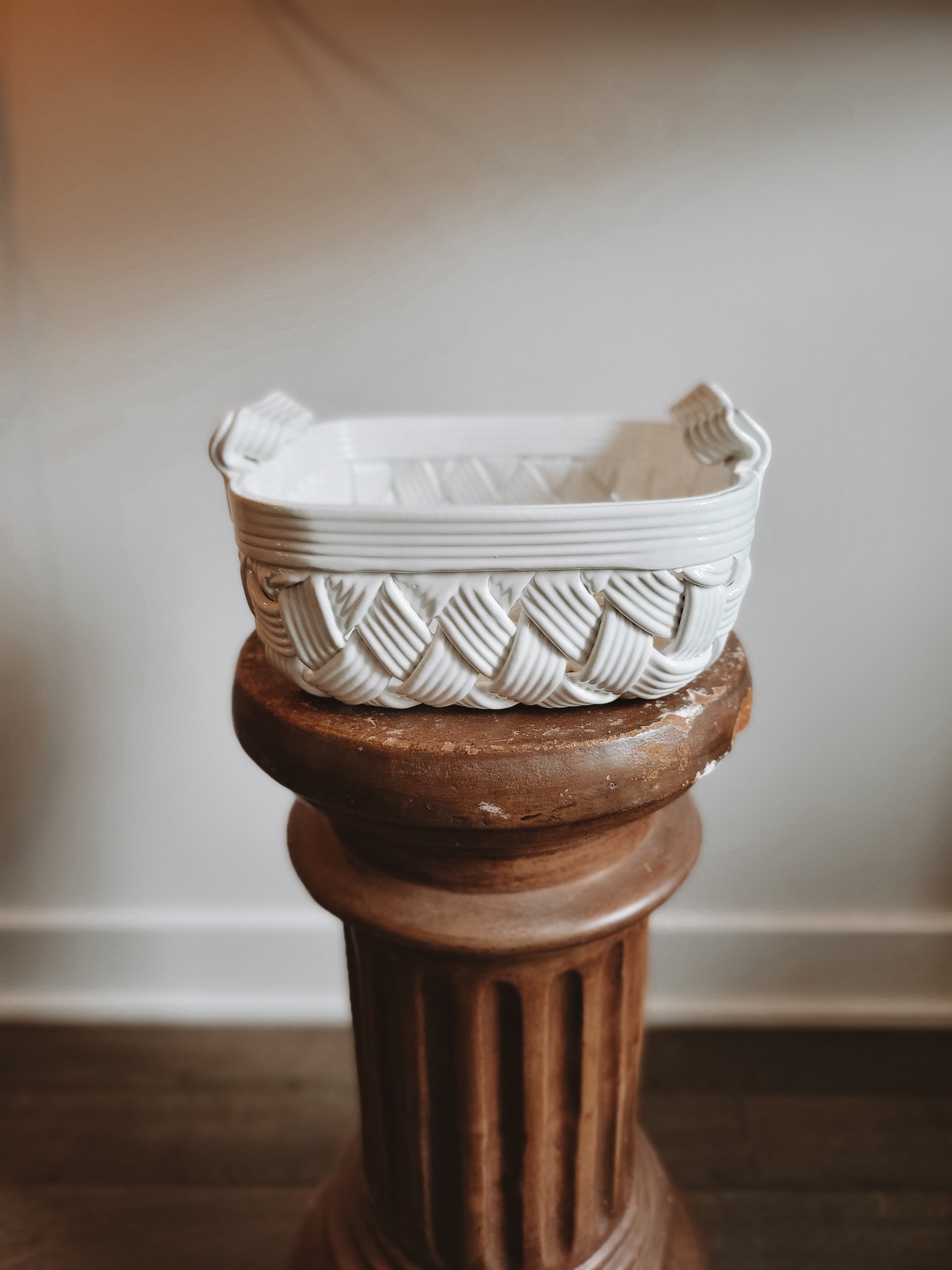 Vintage Italian Woven Ceramic Basket