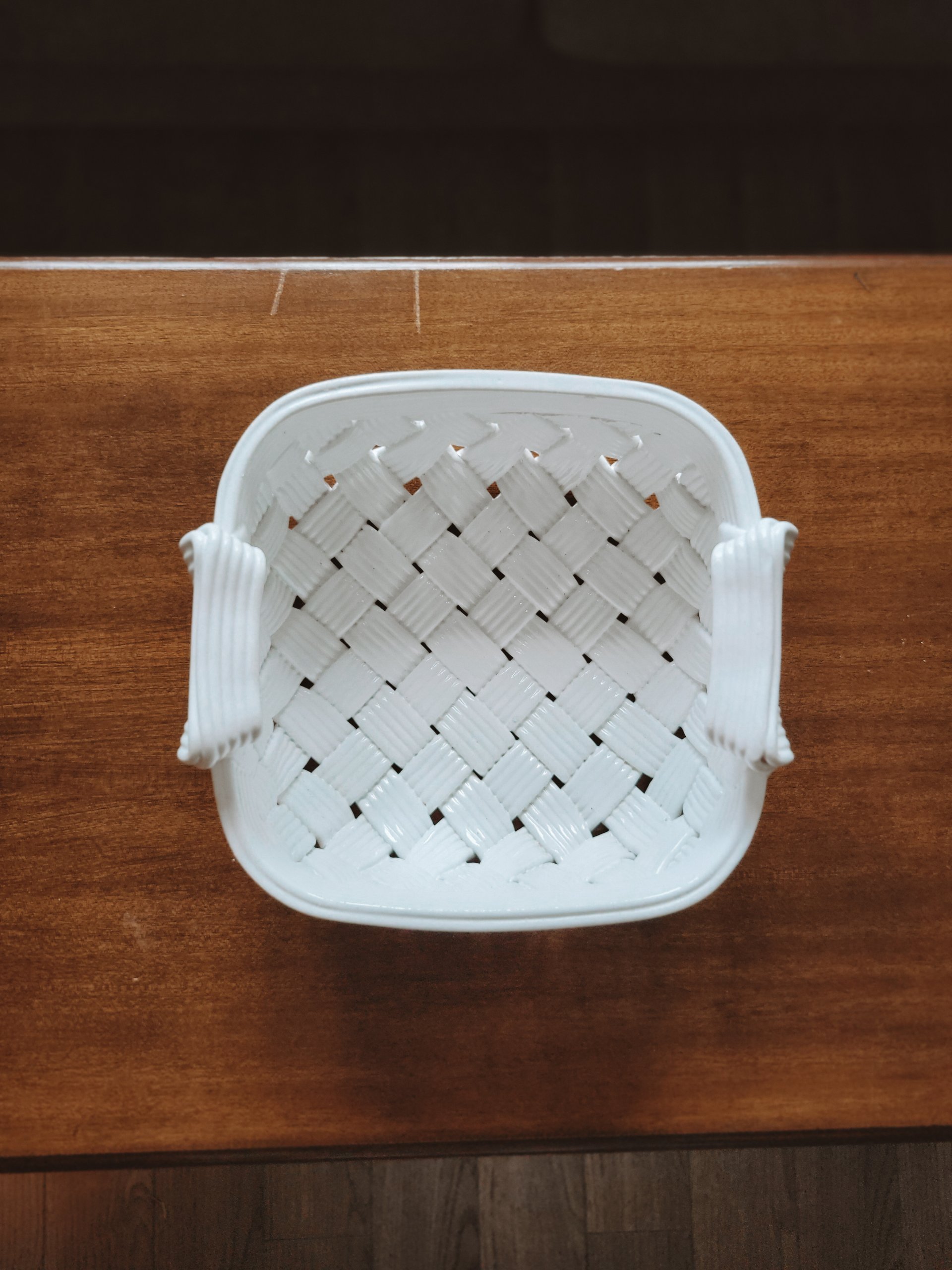 Vintage Italian Woven Ceramic Basket — view 4