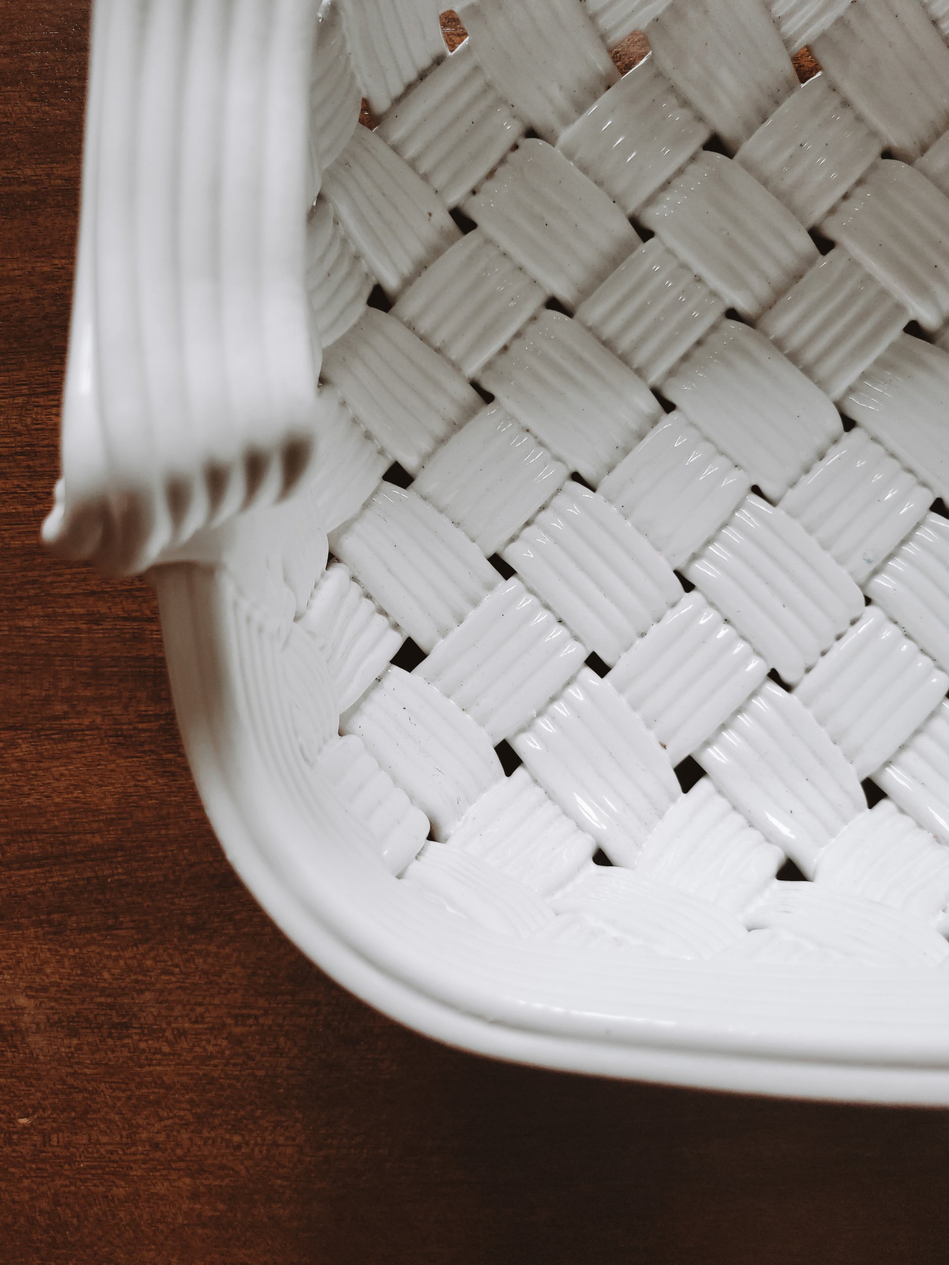 Vintage Italian Woven Ceramic Basket — view 5