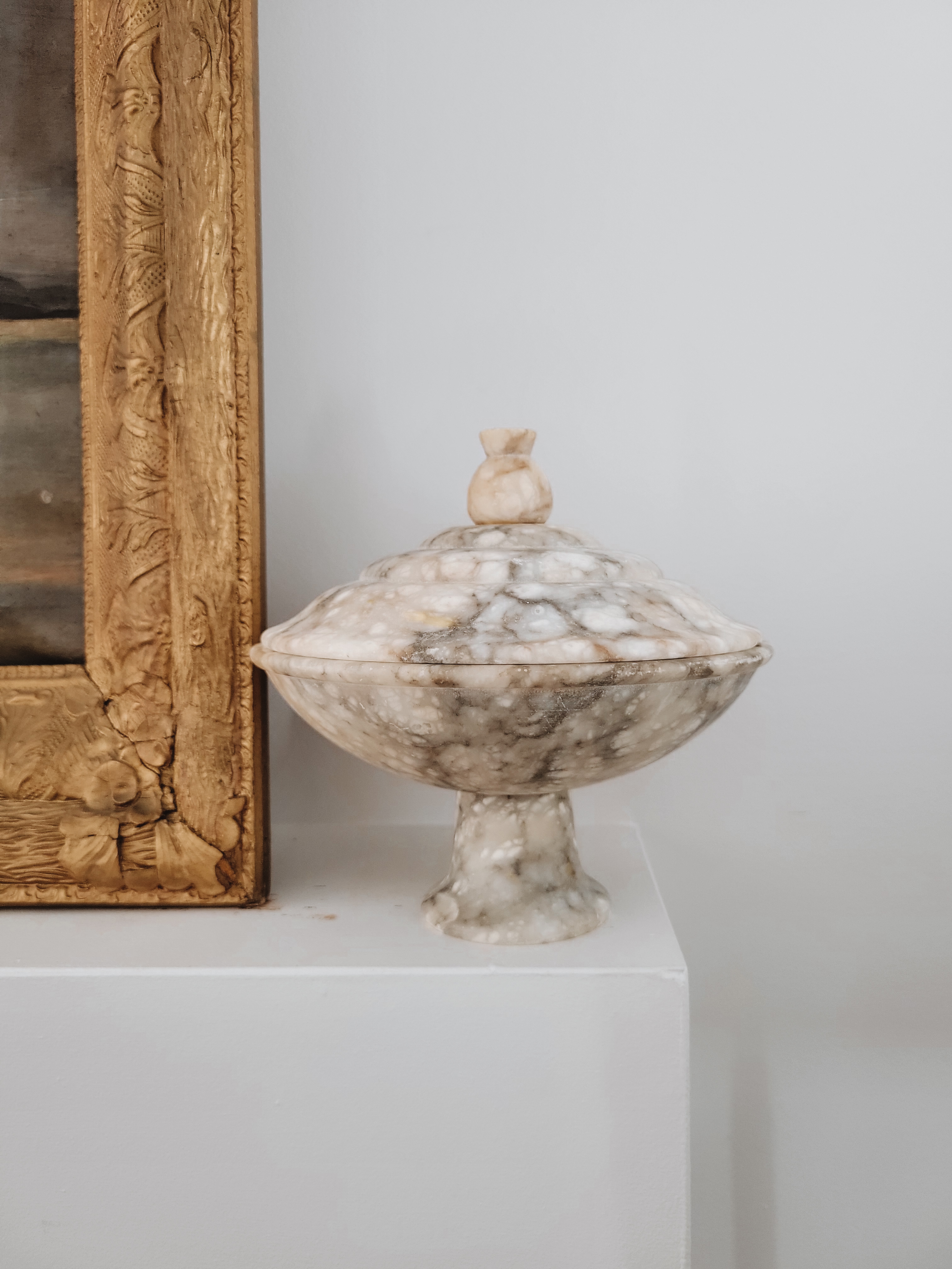 Alabaster Lidded Pedestal Bowl