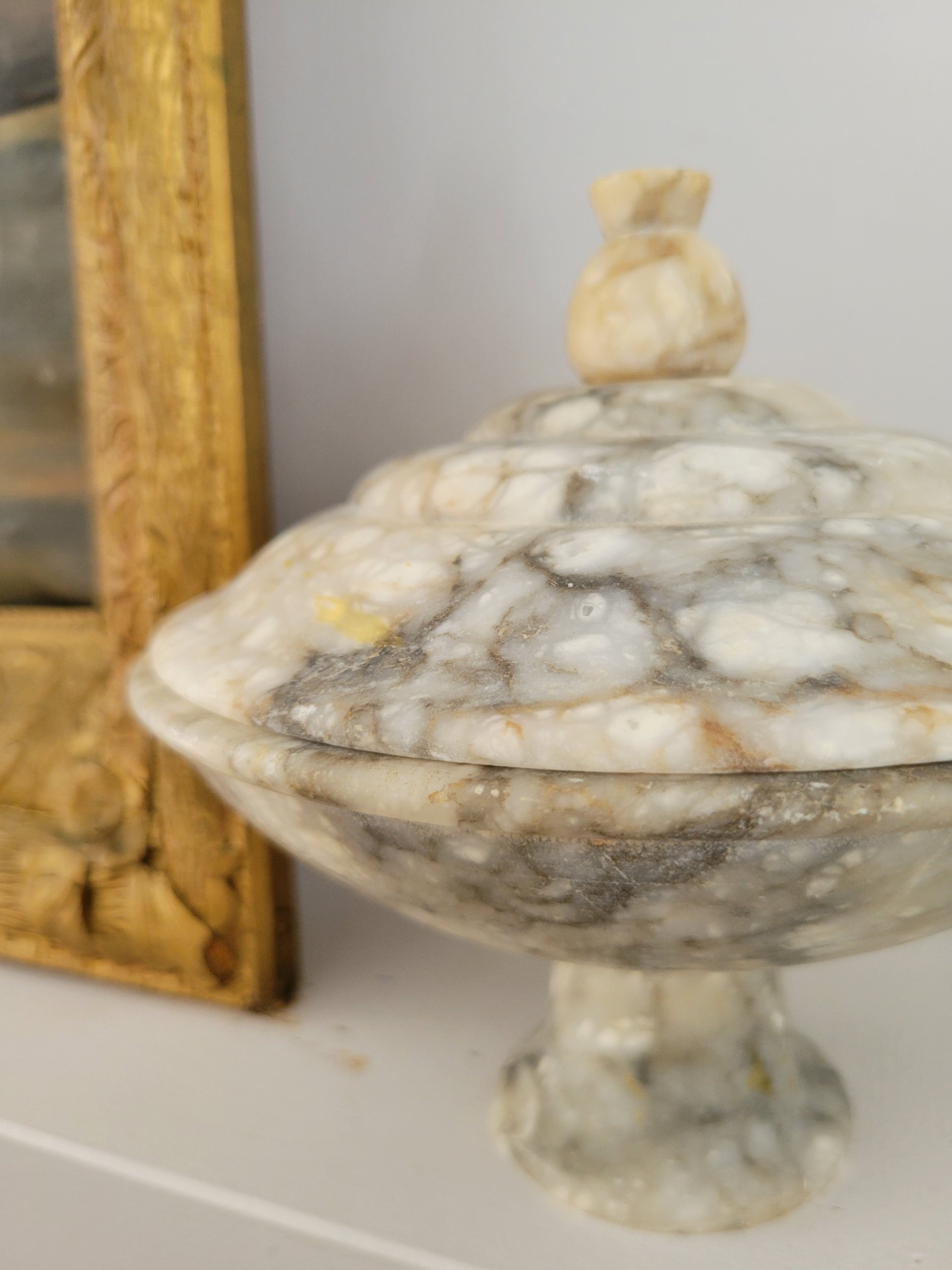 Alabaster Lidded Pedestal Bowl — view 6