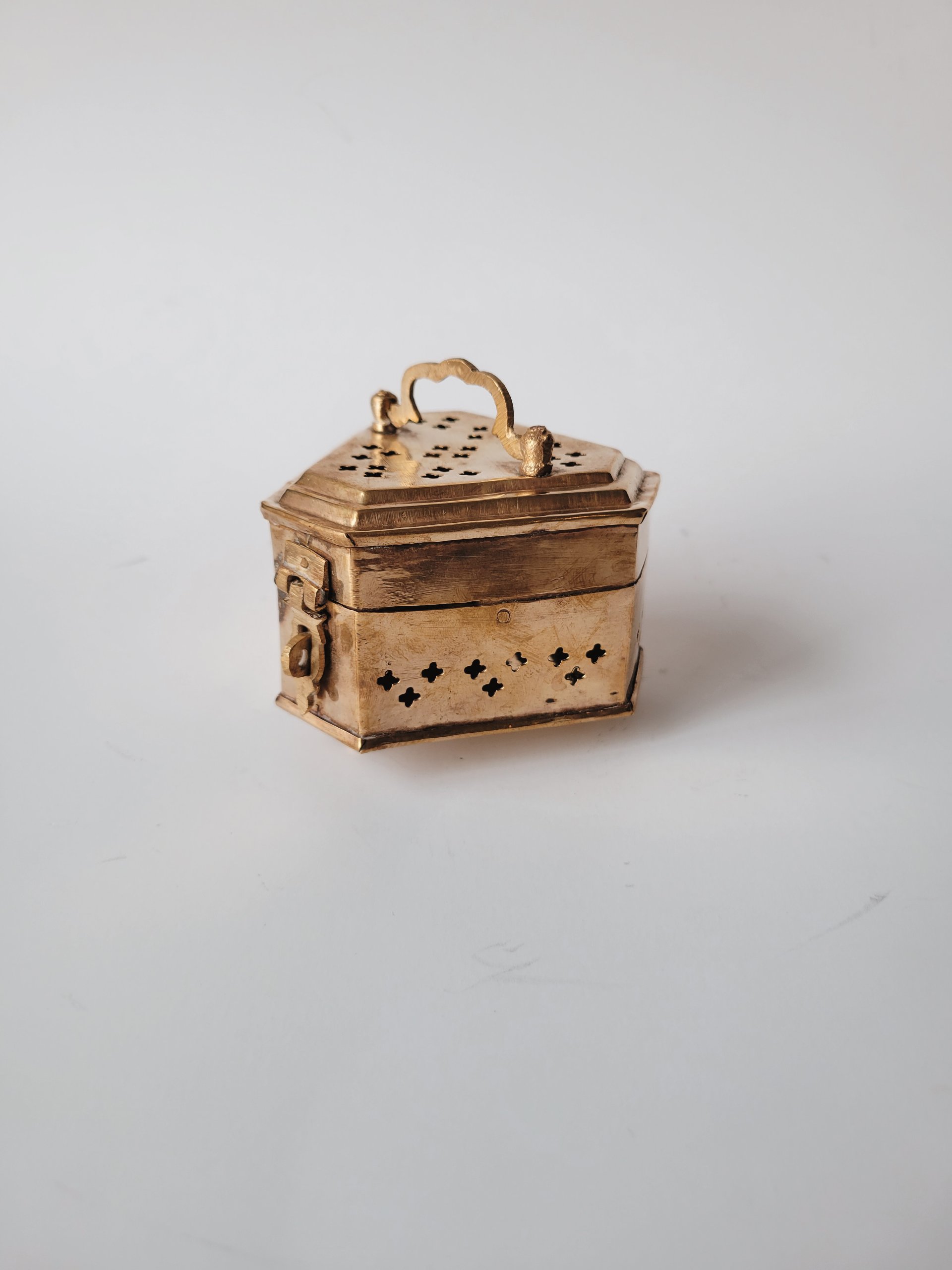 Small Pierced Brass Cricket Box