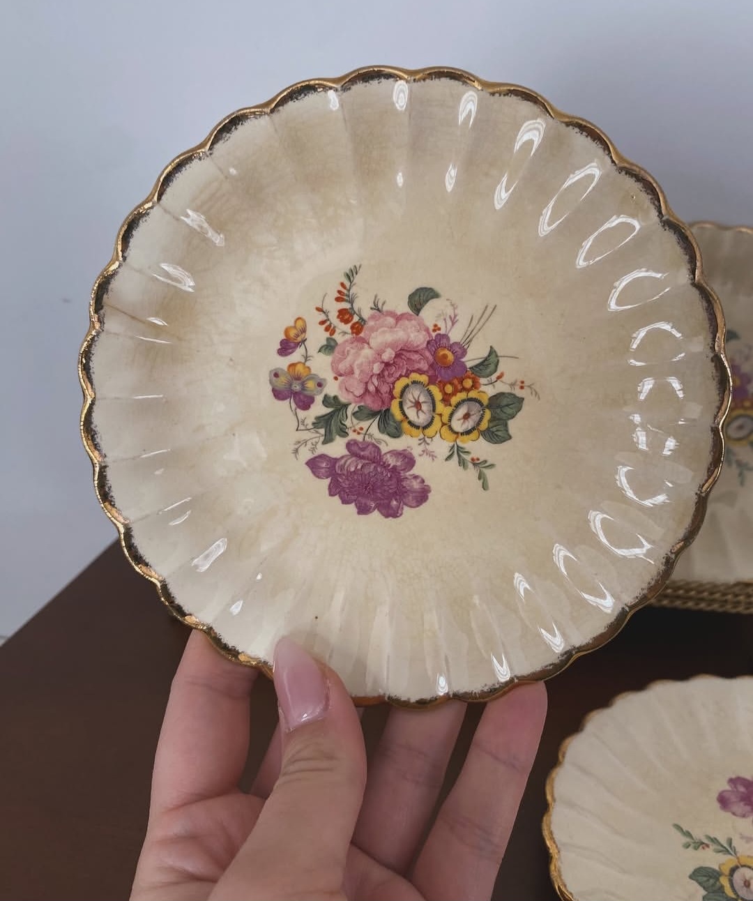 Set of Five Gold Trimmed Plates — view 3