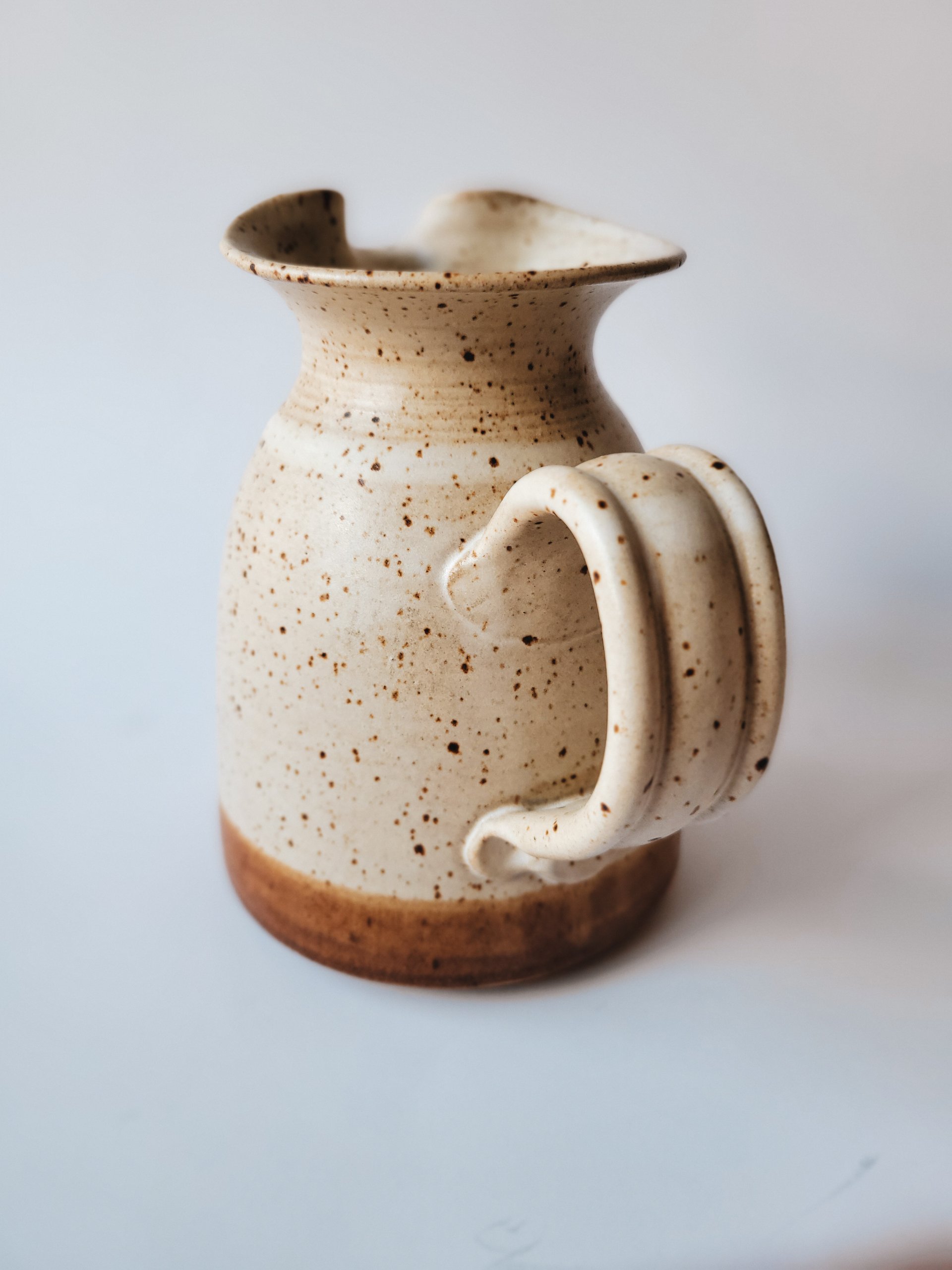 Handmade Speckled Studio Pottery Pitcher — view 3