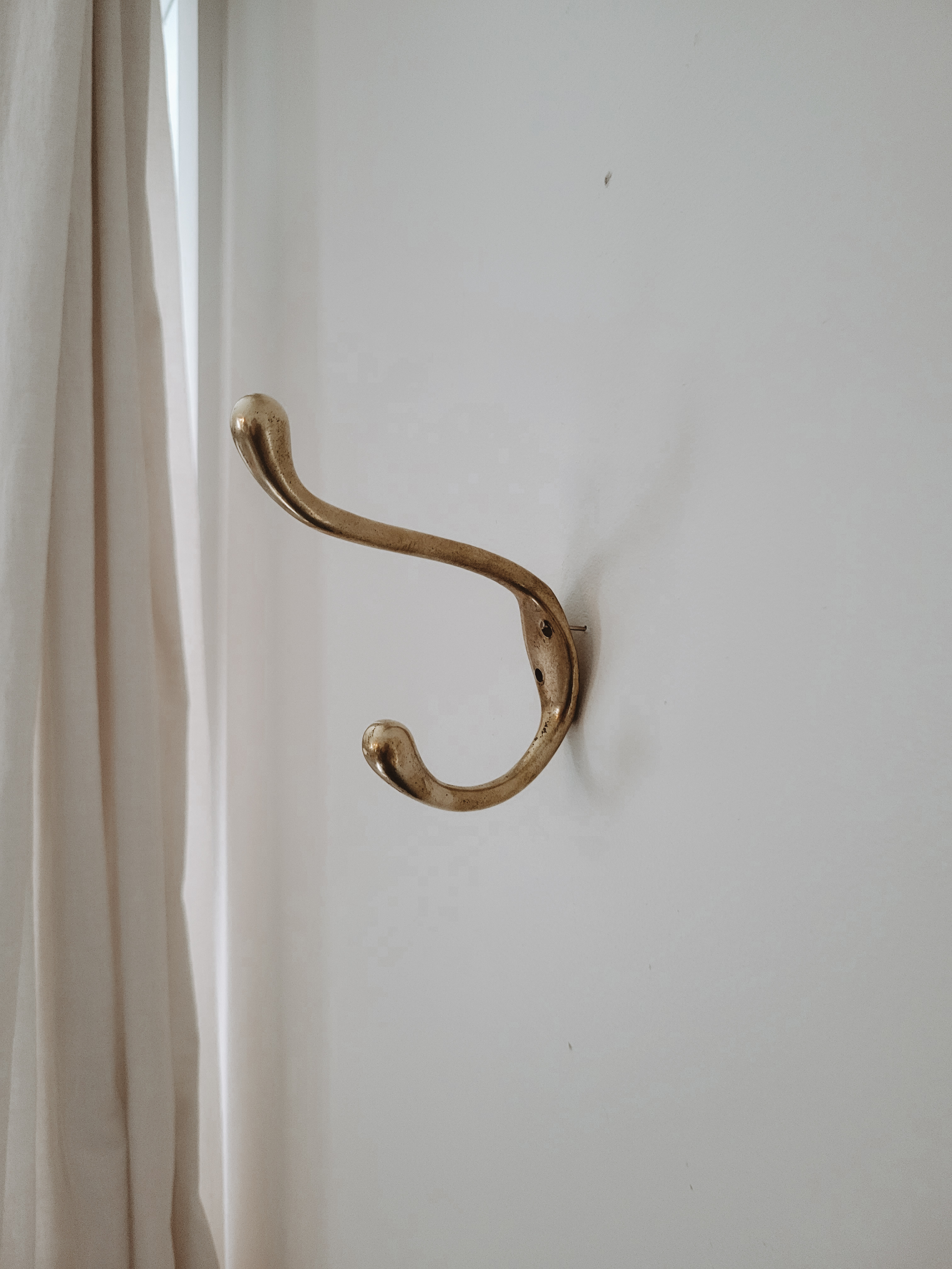 Pair of Vintage Brass Wall Hooks
