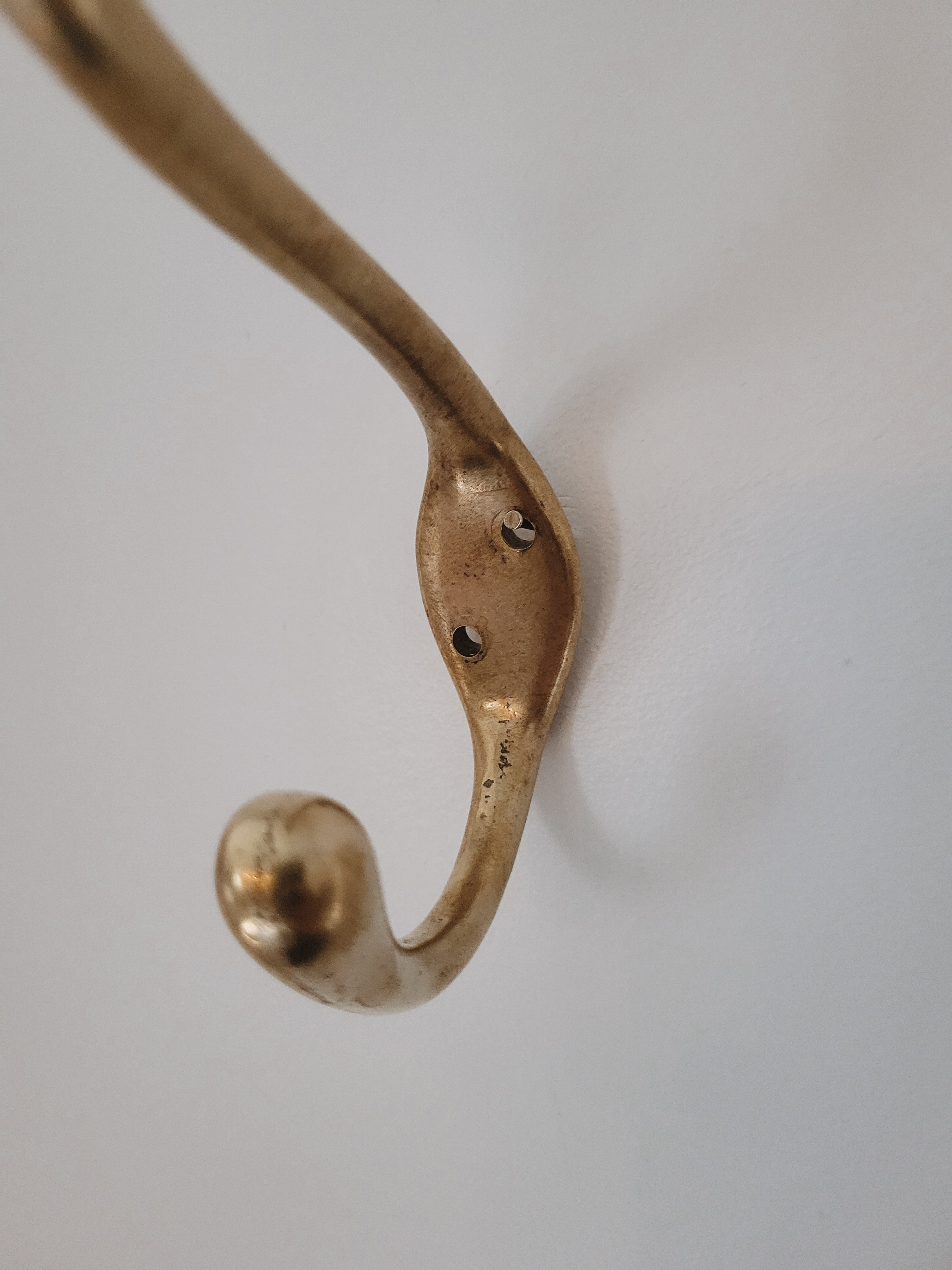 Pair of Vintage Brass Wall Hooks — view 3