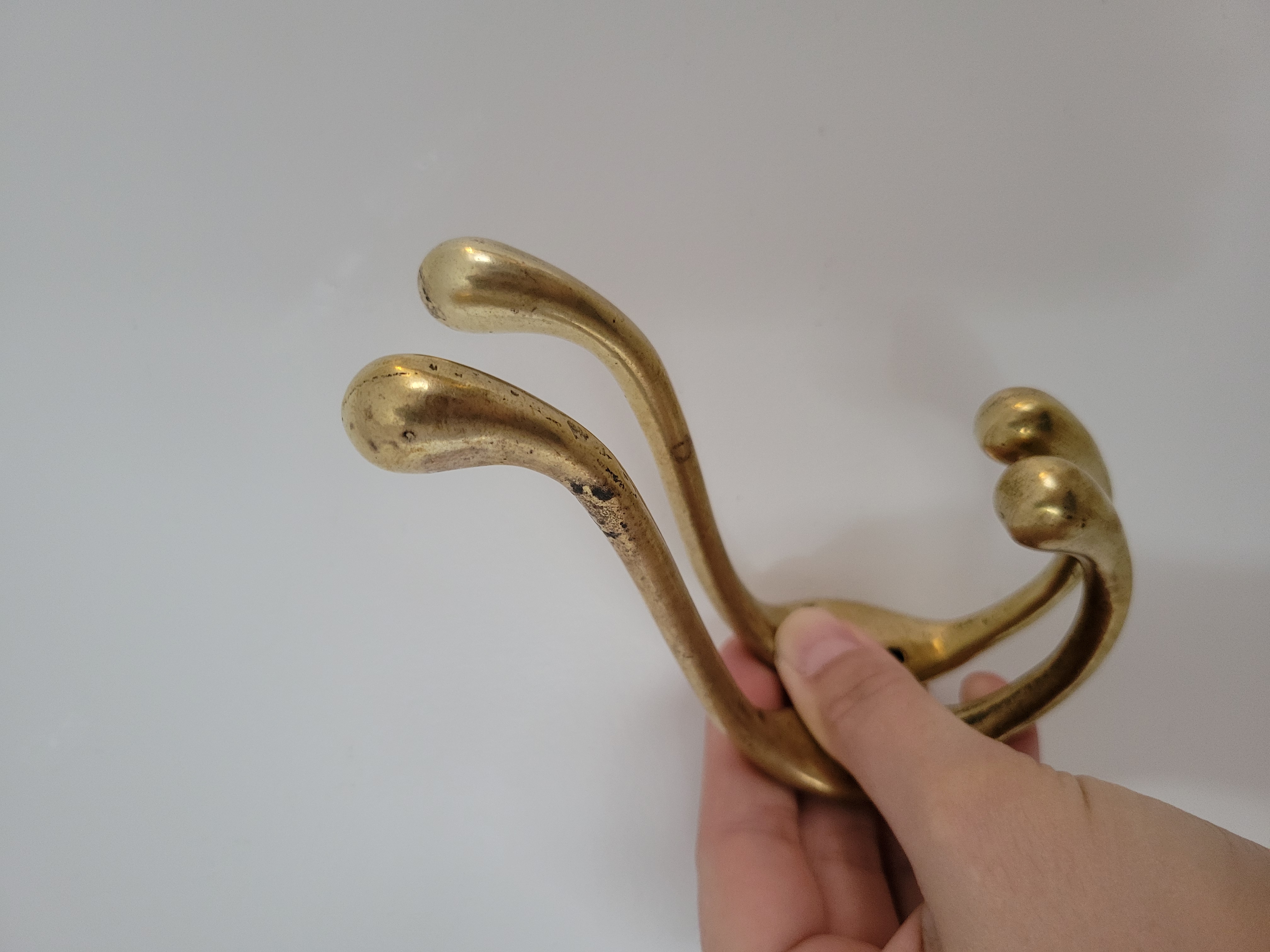 Pair of Vintage Brass Wall Hooks — view 4