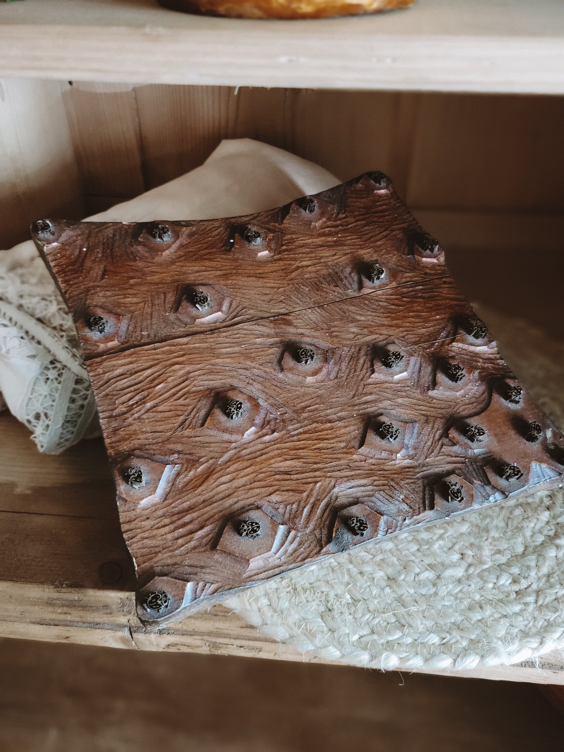 Hand-Carved Textile Printing Block