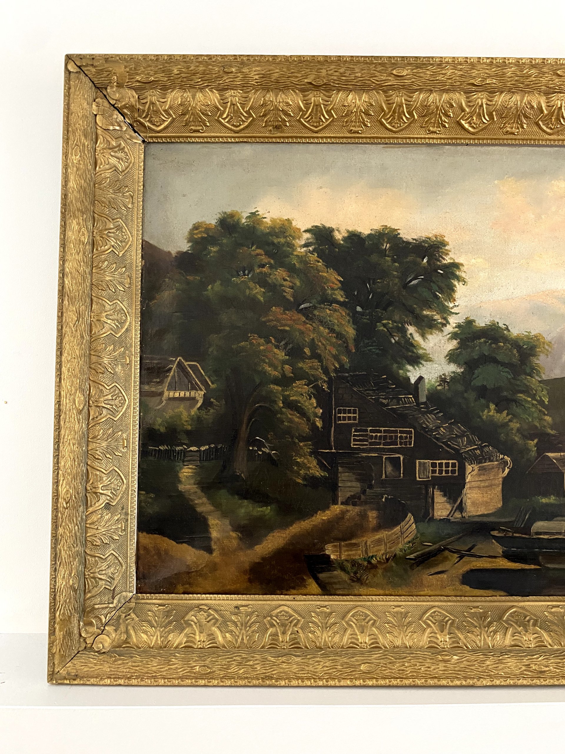 Antique Framed Oil Landscape on Canvas — view 2