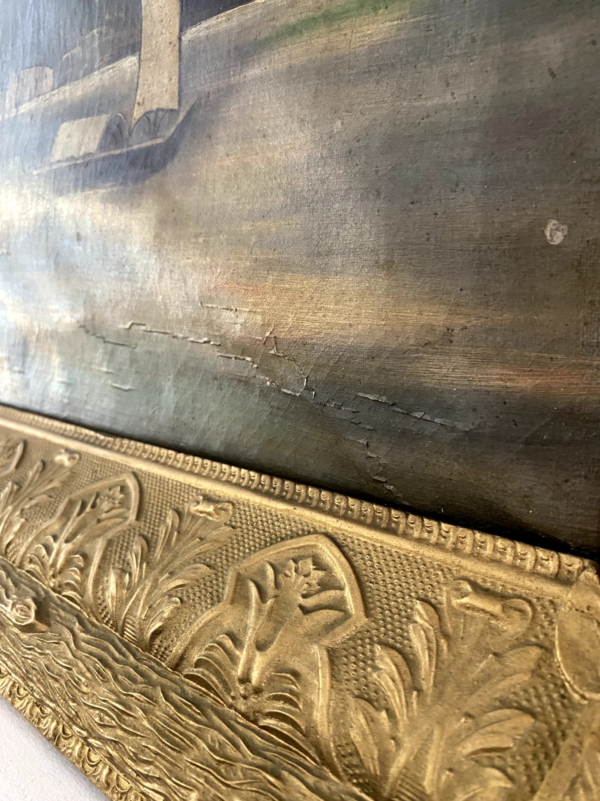 Antique Framed Oil Landscape on Canvas — view 4