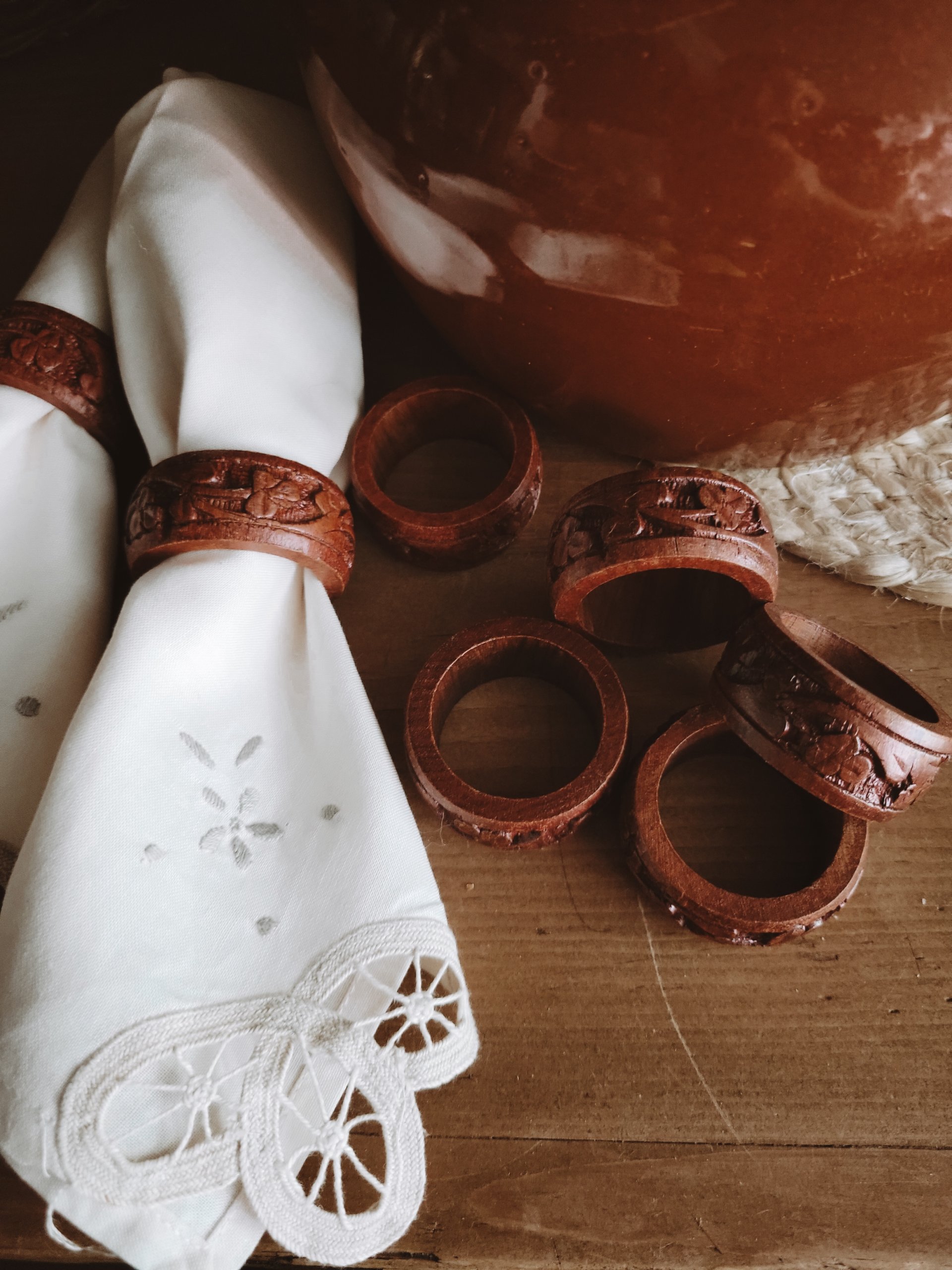 Set of 10 Wooden Napkin Rings