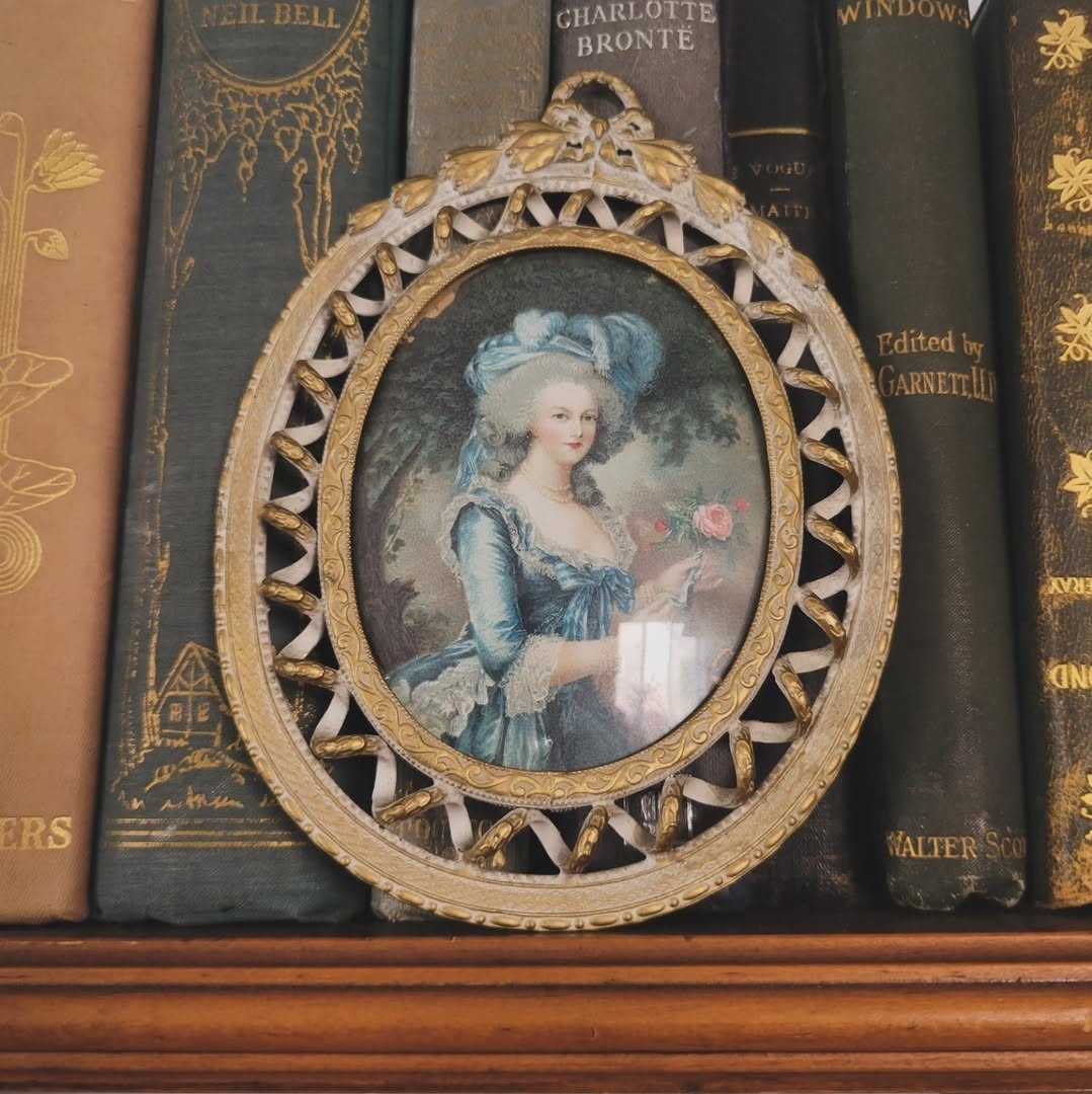 Ornate Brass Convex Glass Portrait