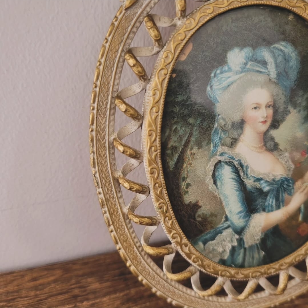 Ornate Brass Convex Glass Portrait — view 2