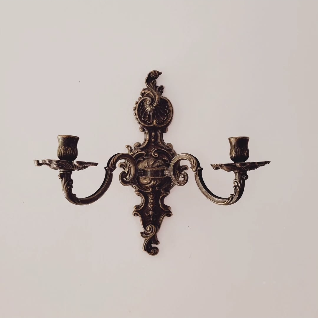 Pair of Ornate Brass Candle Sconces