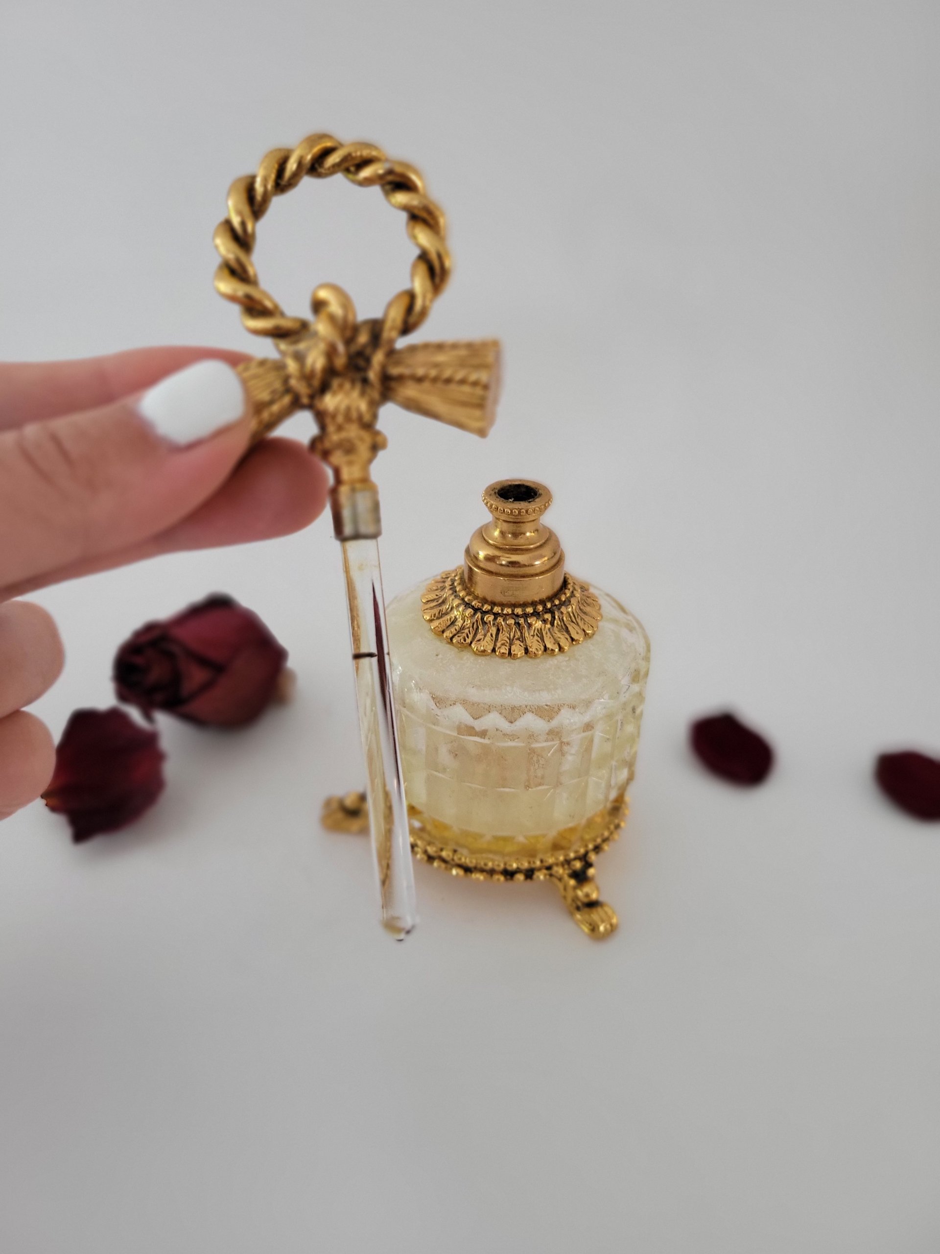 Vintage Stylebuilt Ormolu Glass Perfume Bottle — view 3