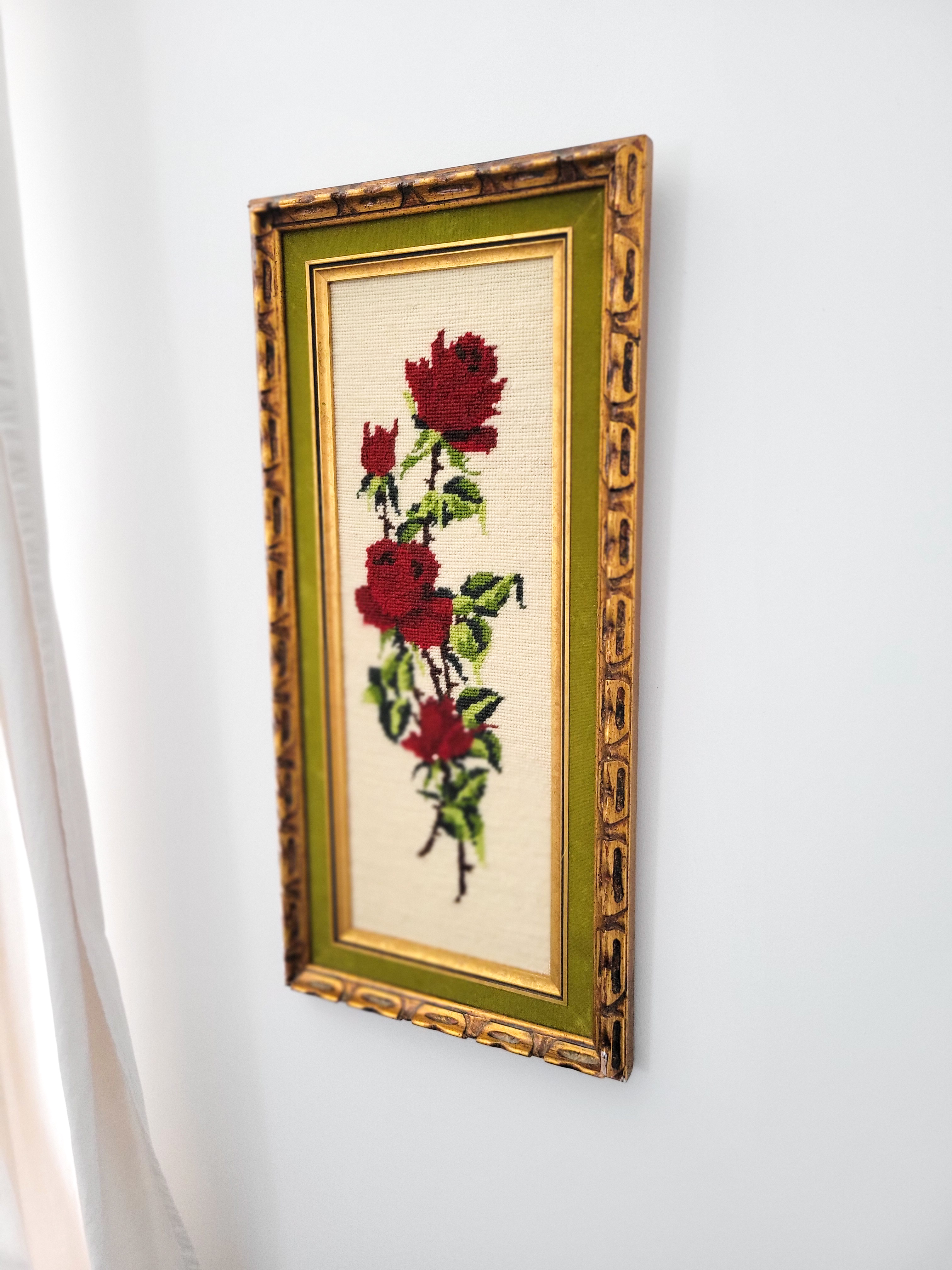 Framed Floral Needlepoint — view 2