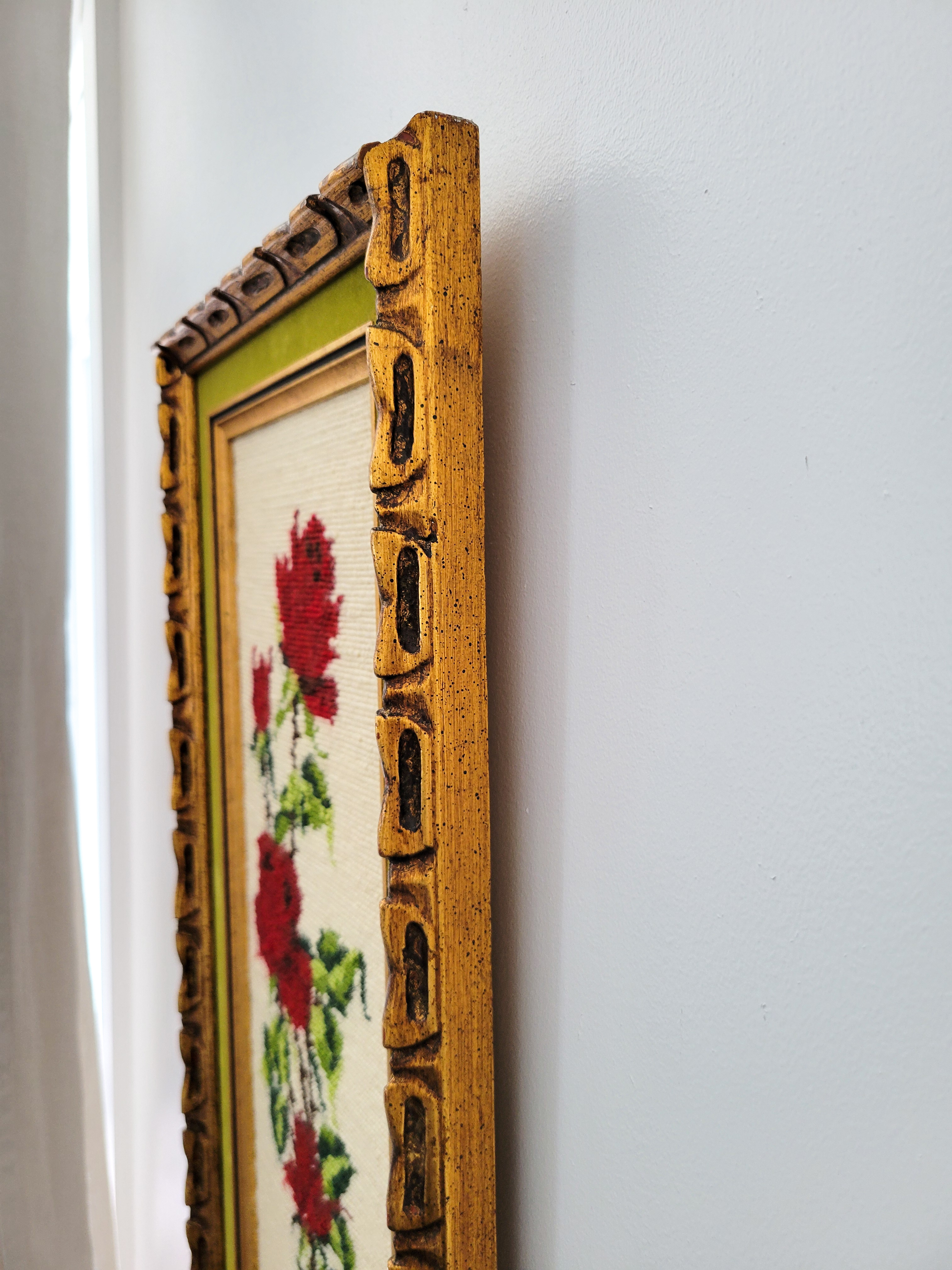 Framed Floral Needlepoint — view 3