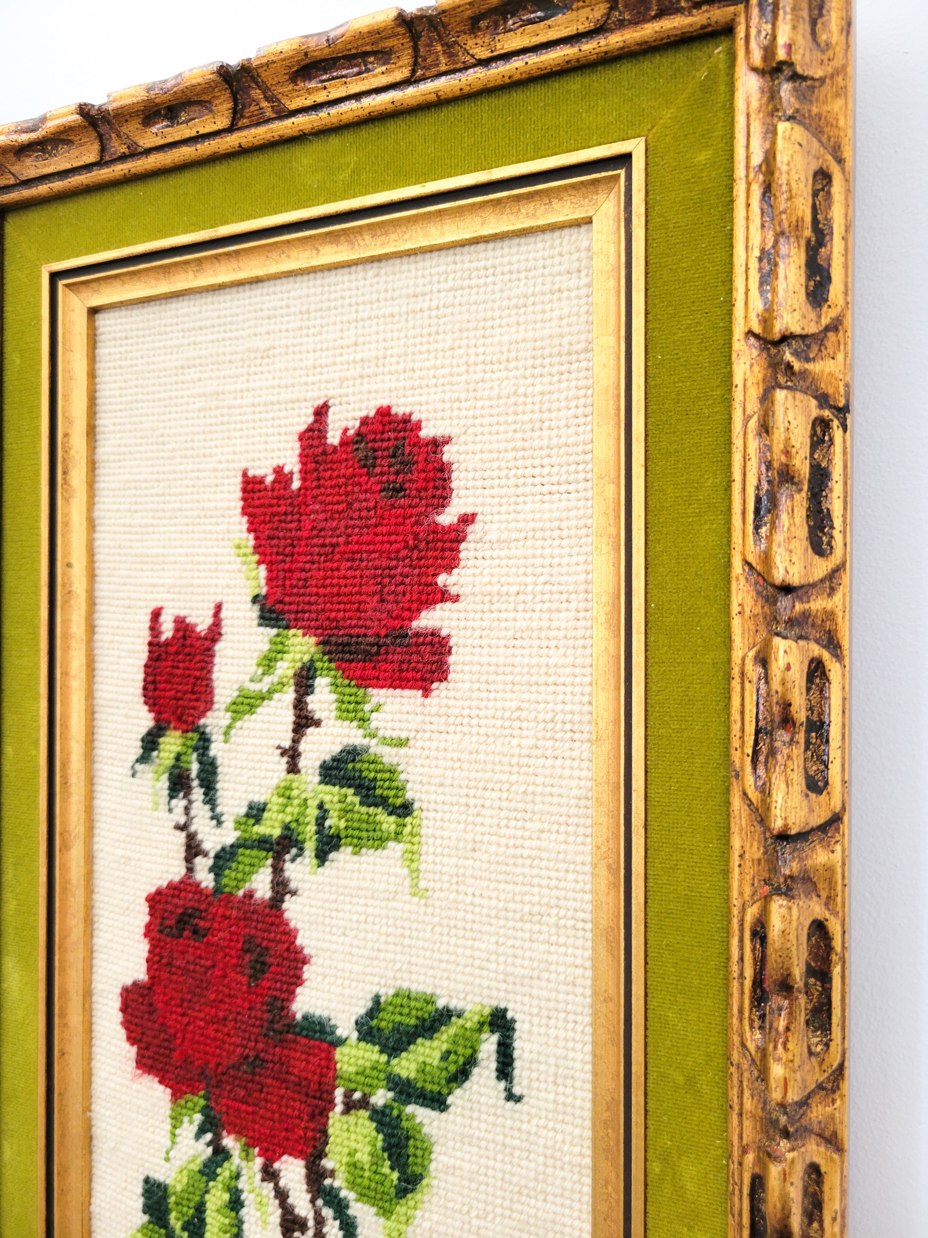 Framed Floral Needlepoint — view 4
