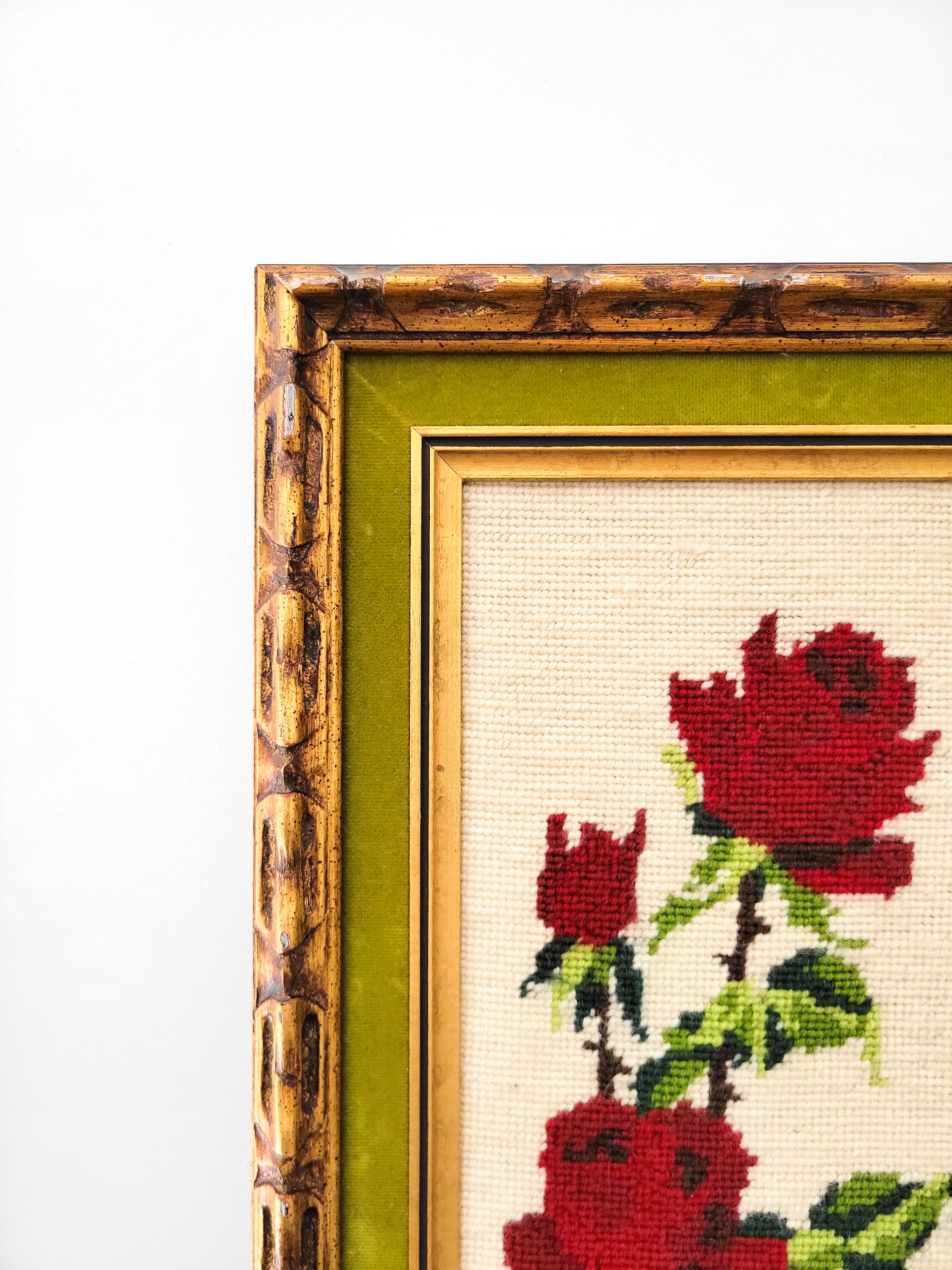 Framed Floral Needlepoint — view 5