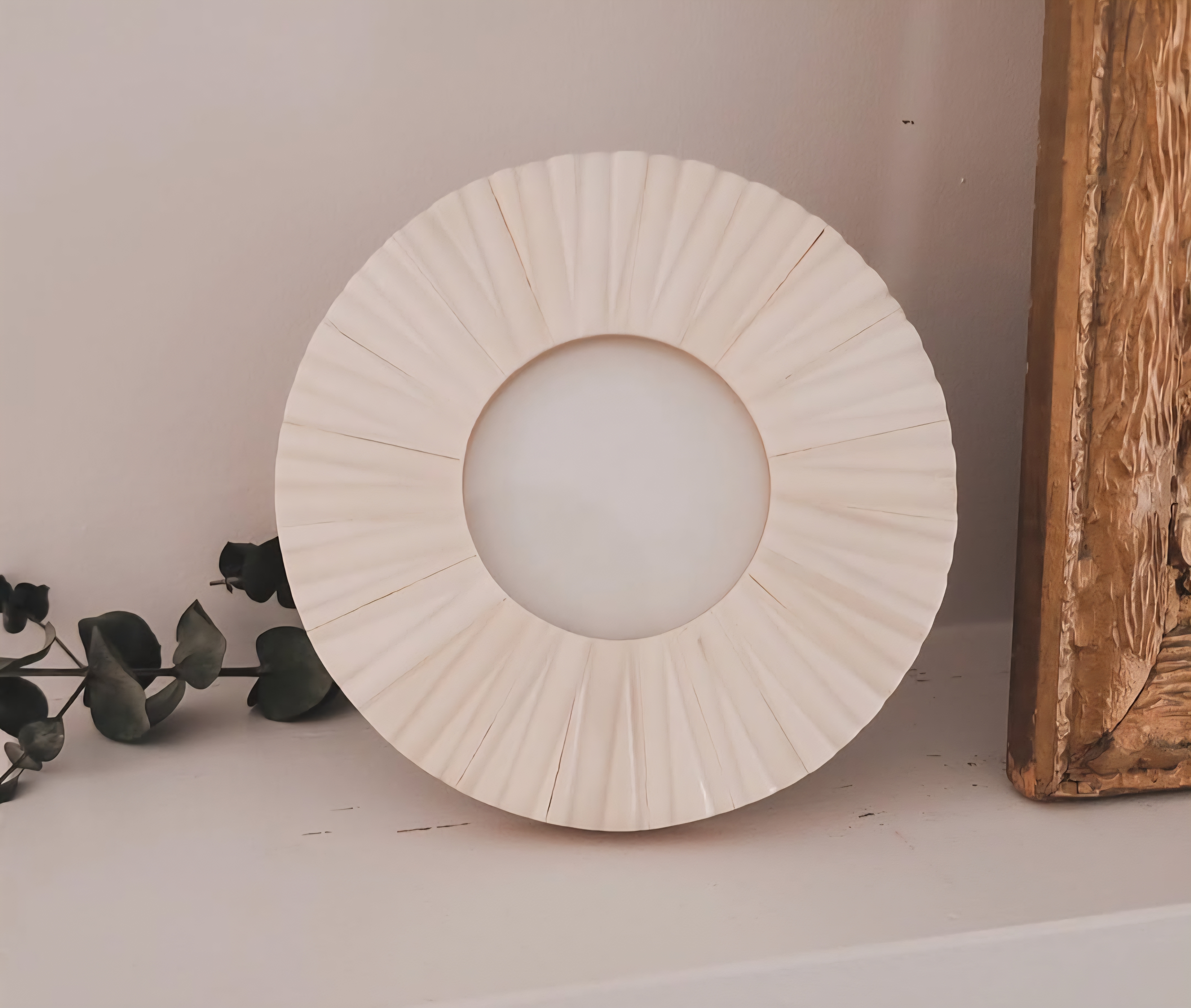Round Handcrafted Bone Photo Frame