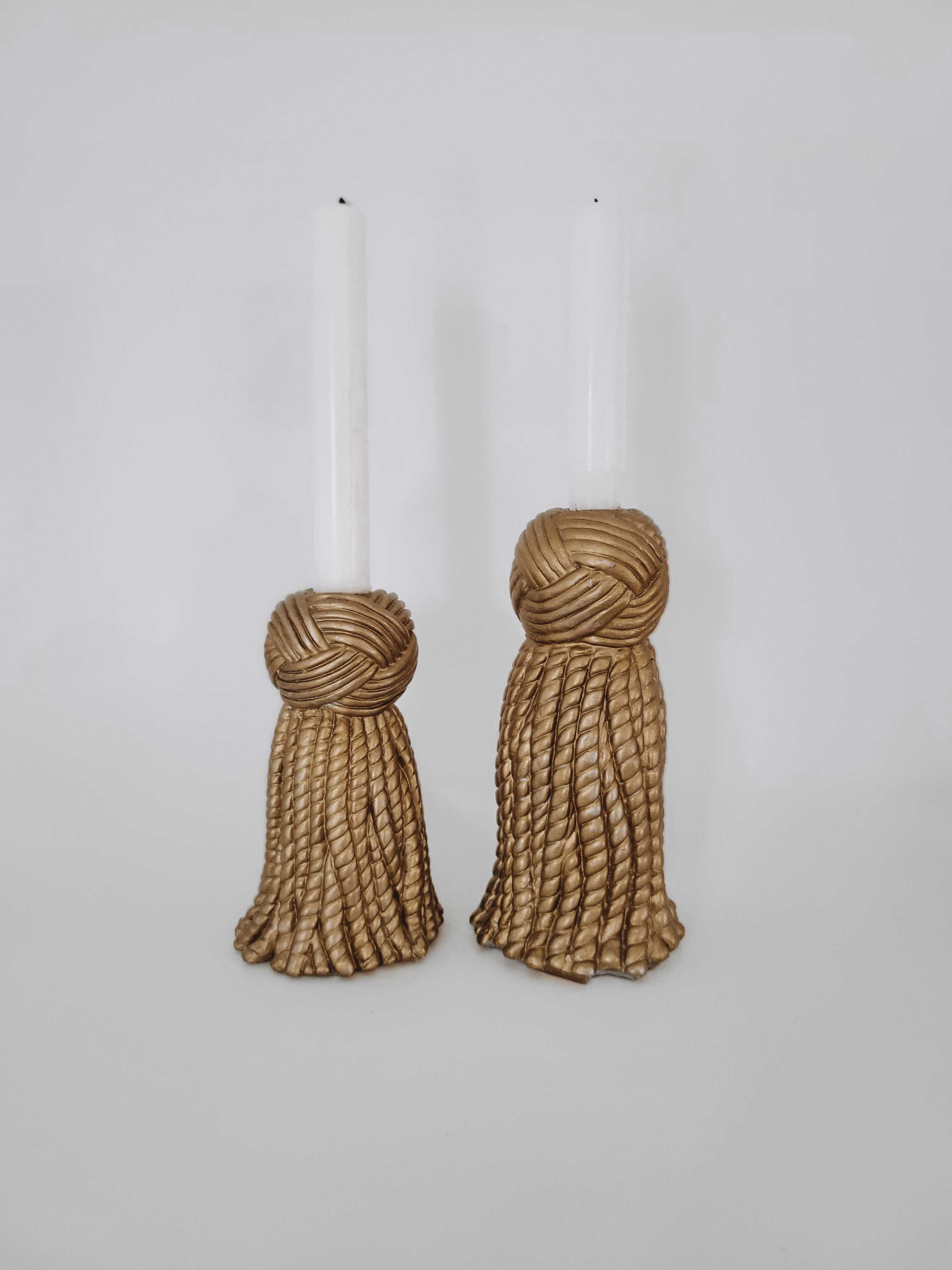 Pair of Hollywood Regency Tassel Candleholders