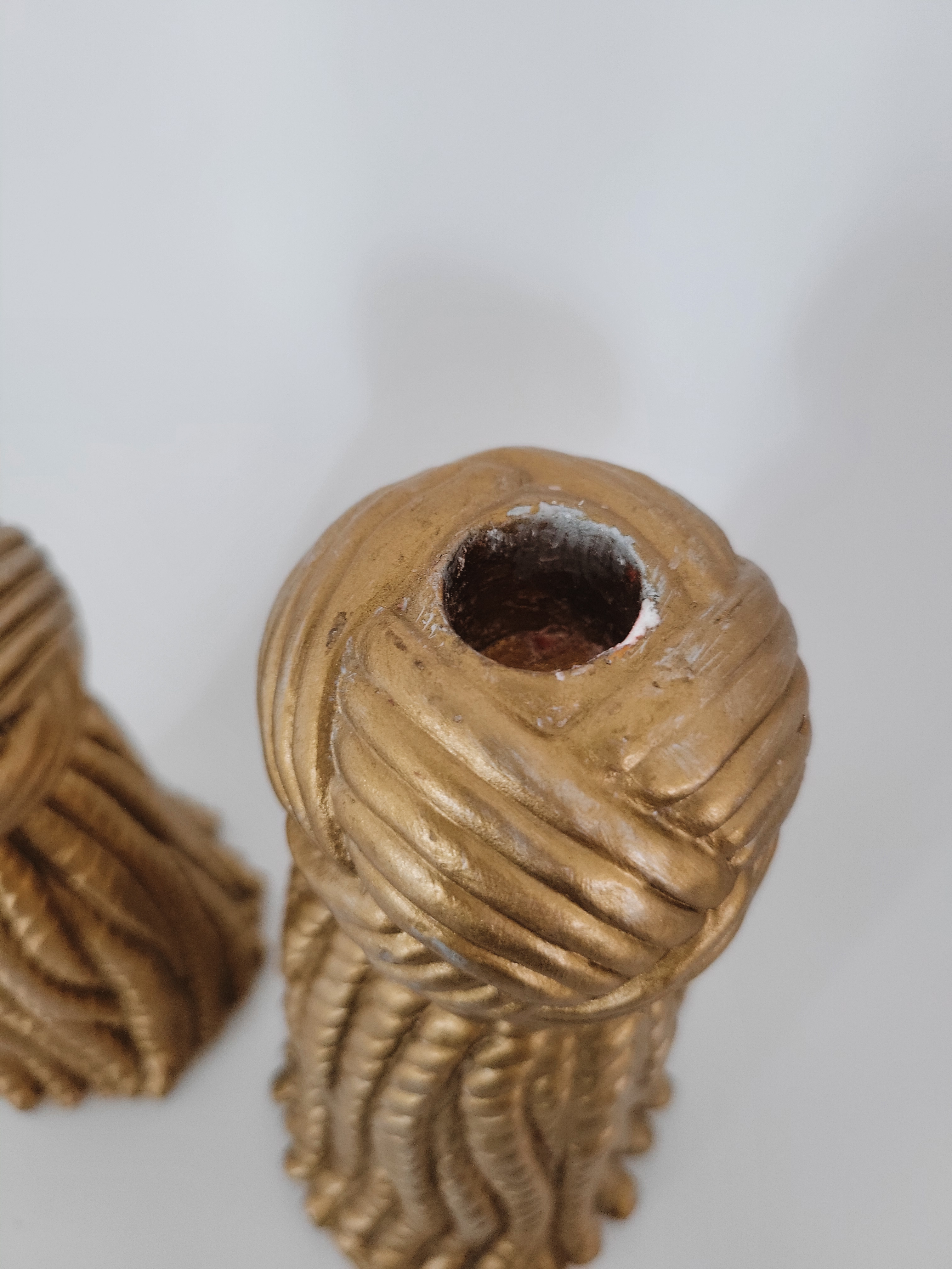 Pair of Hollywood Regency Tassel Candleholders — view 3