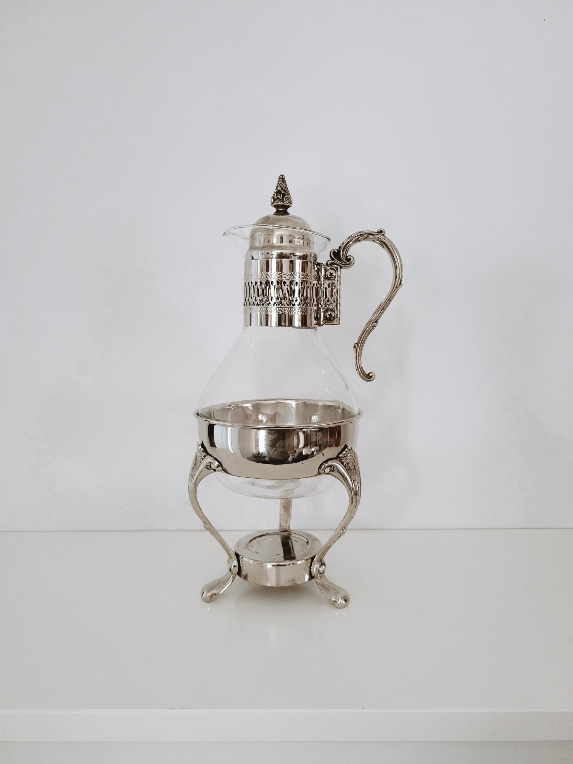 Vintage Silver-Plate Carafe & Stand