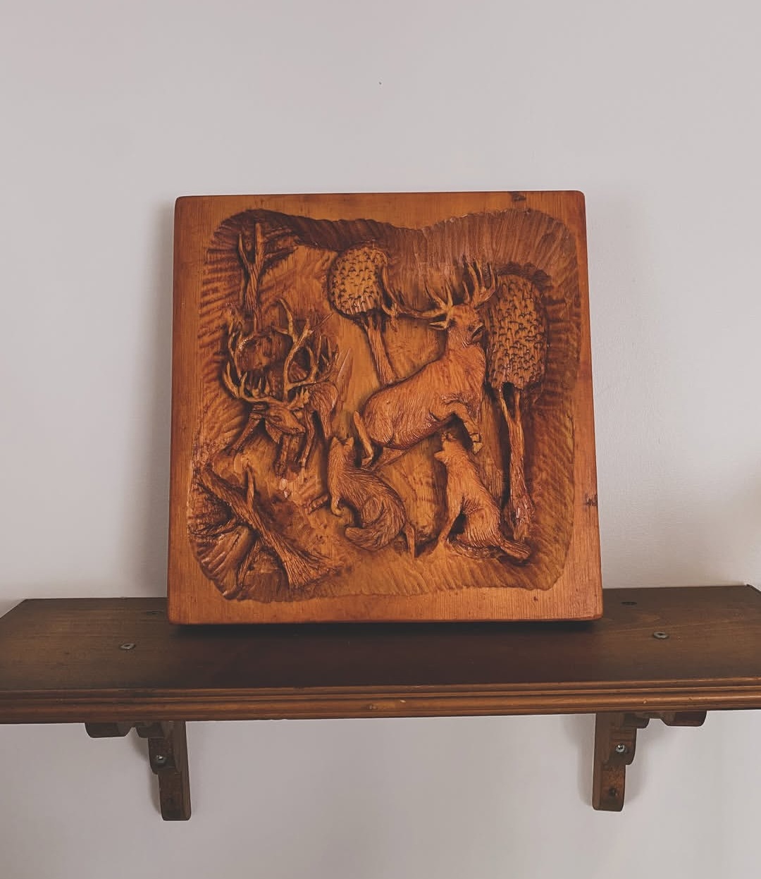 Hand-Carved Woodland Wildlife Plaque