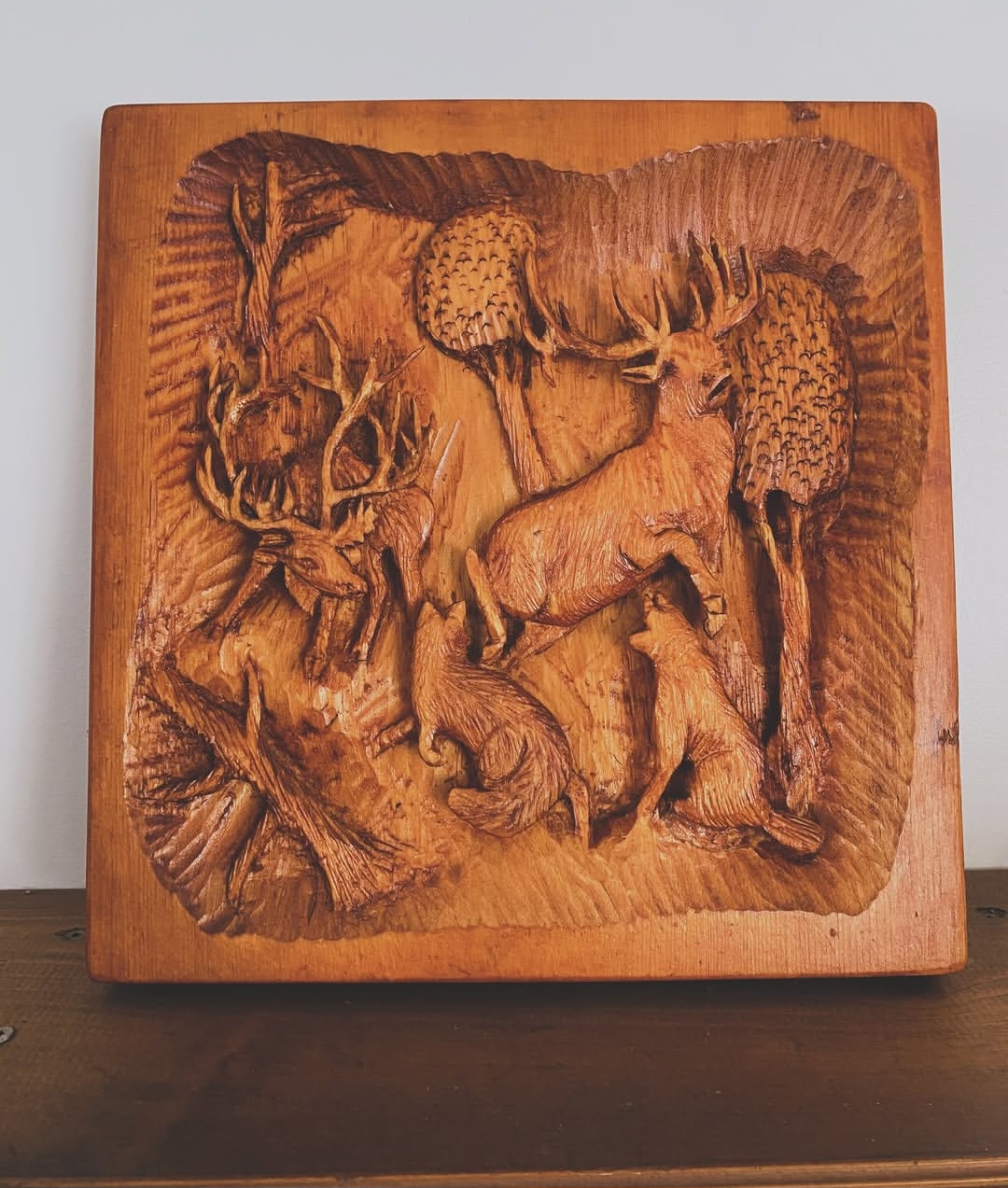 Hand-Carved Woodland Wildlife Plaque — view 2