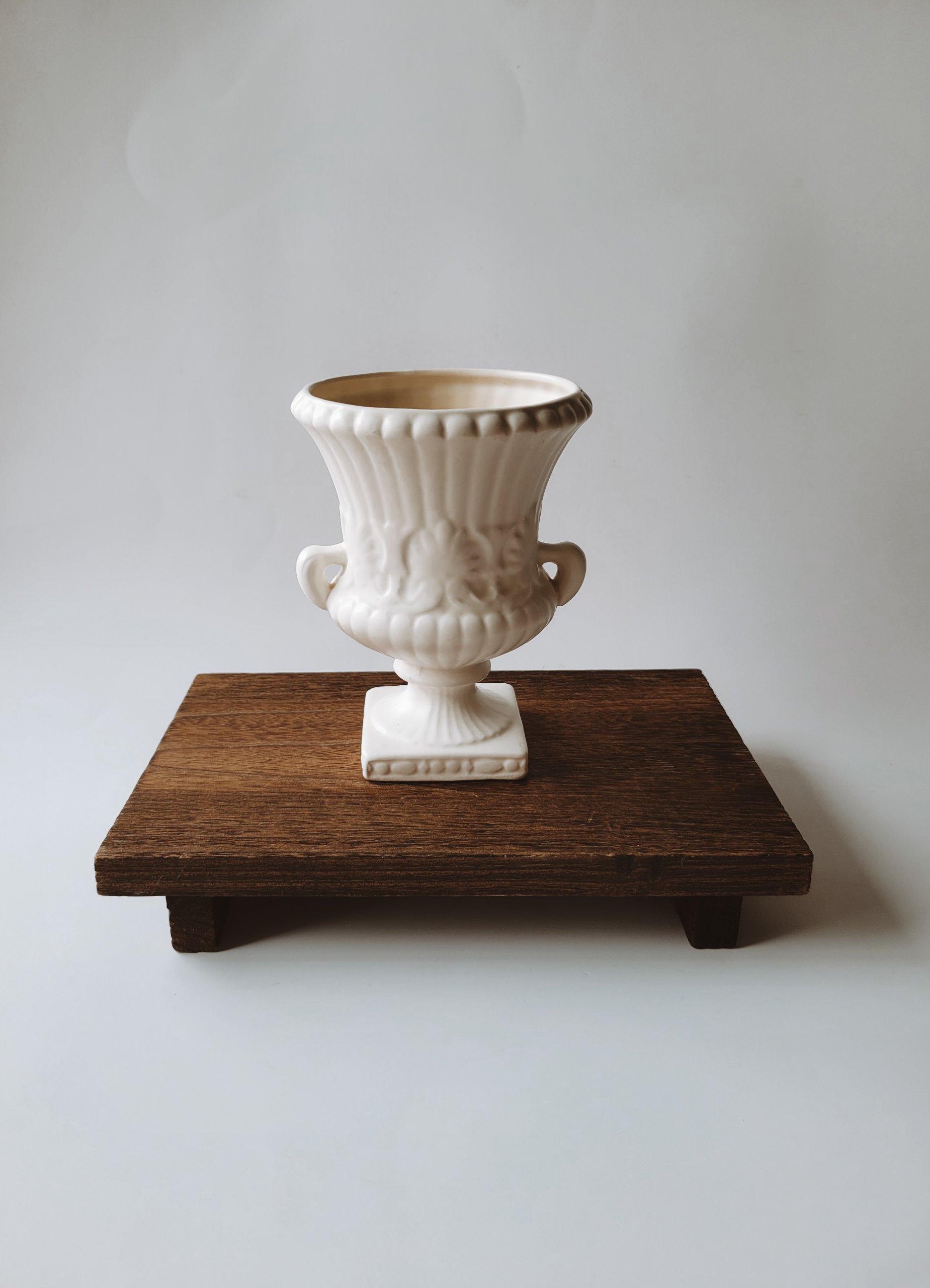 White Ceramic Pedestal Urn