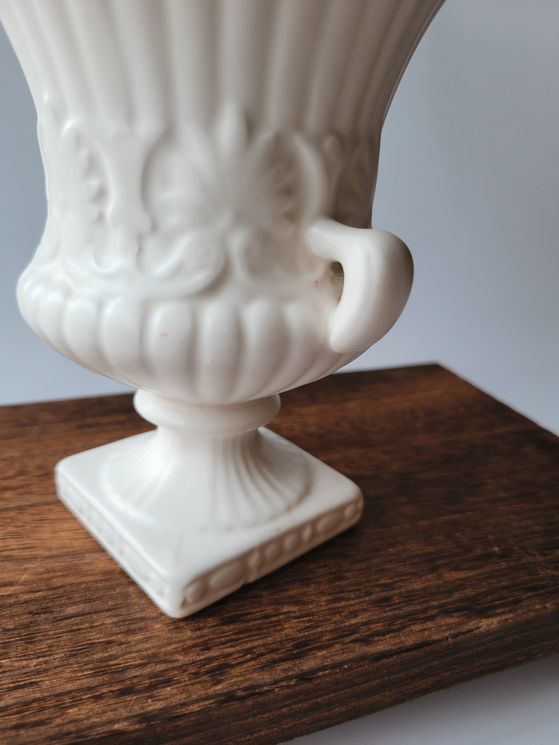 White Ceramic Pedestal Urn — view 2
