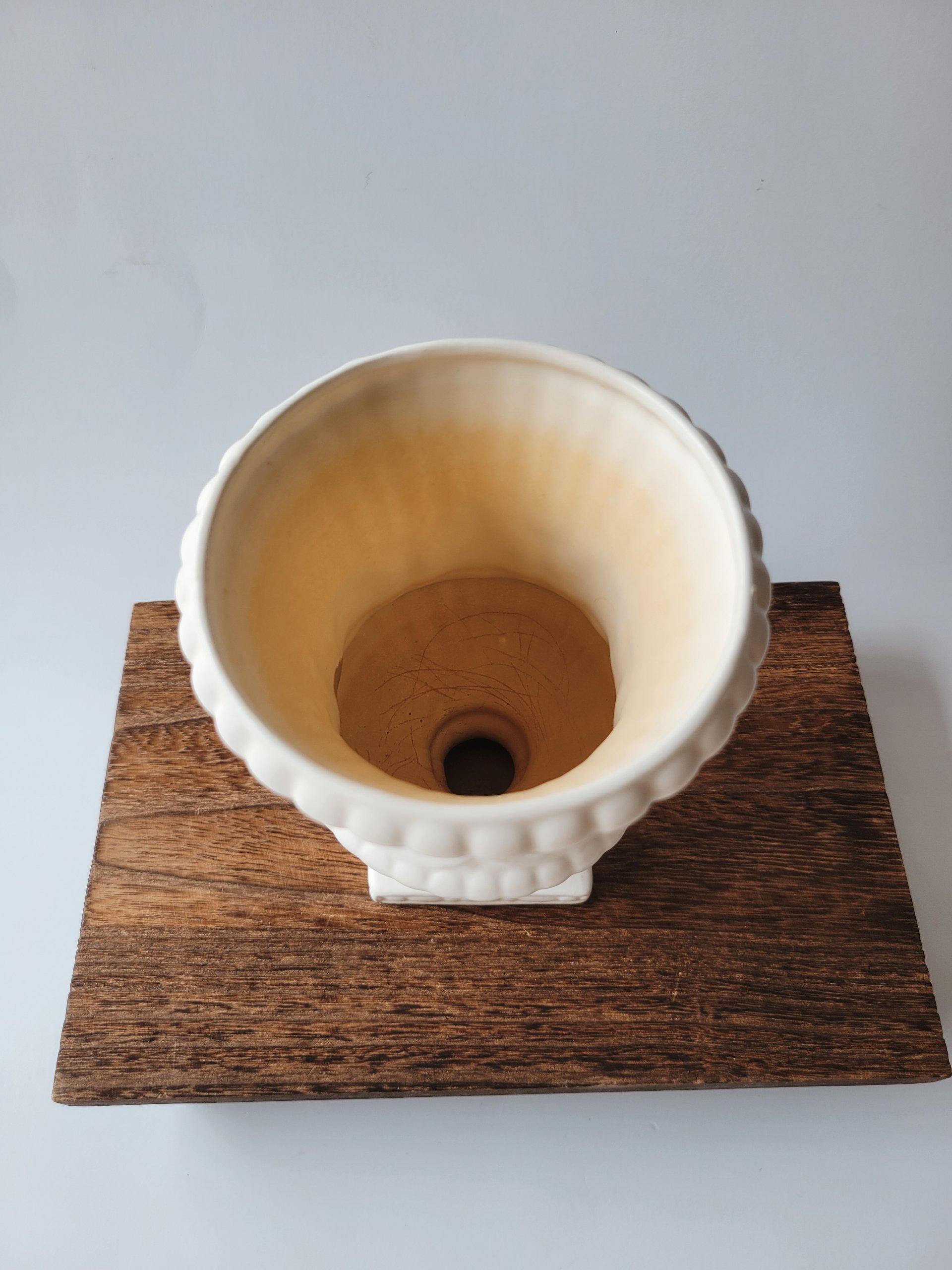 White Ceramic Pedestal Urn — view 3