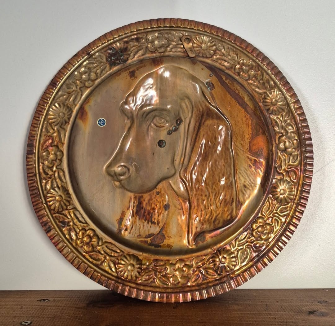 Vintage Copper-Toned Dog Wall Plate — view 3