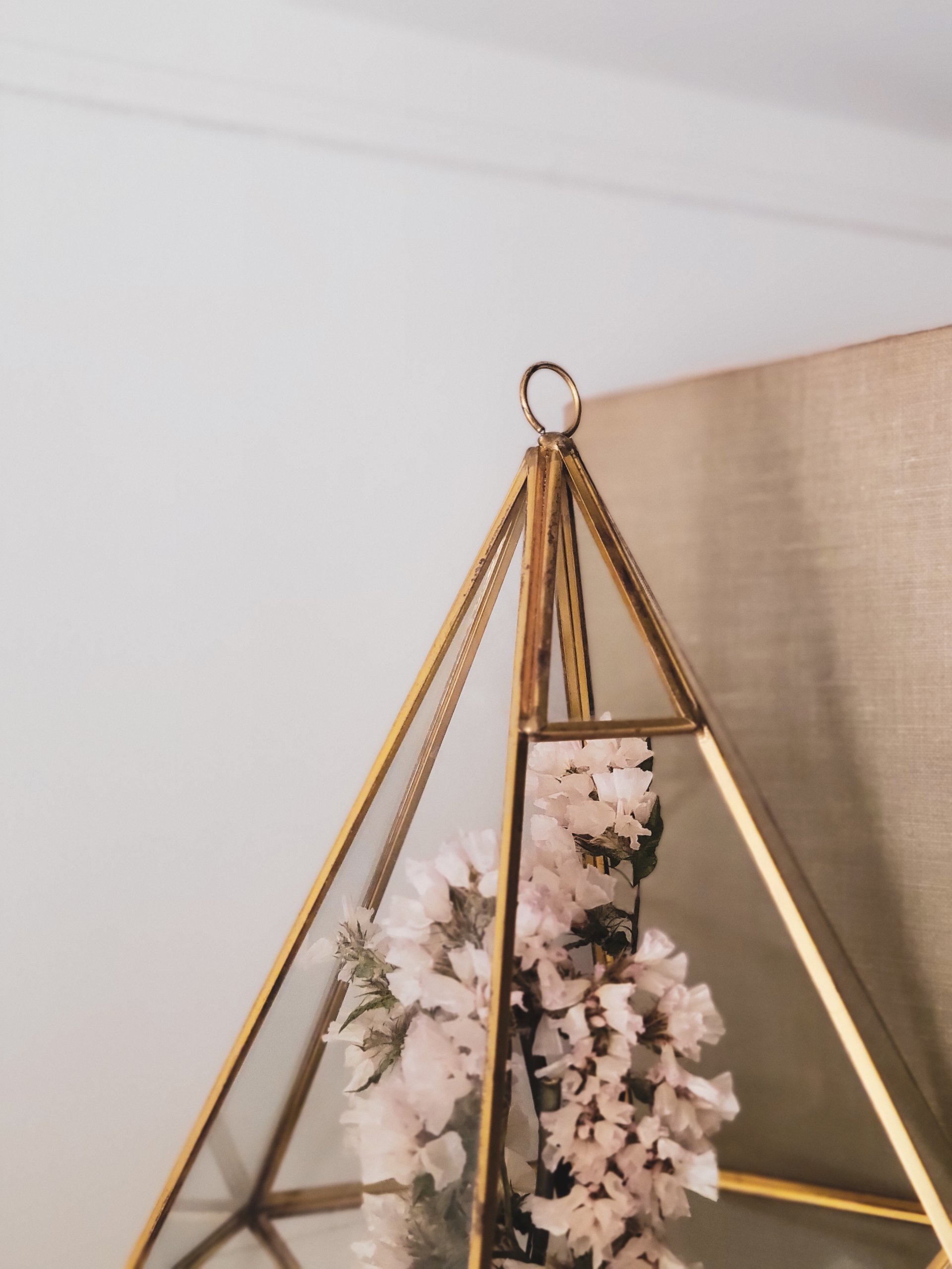 Vintage Brass & Glass Hanging Terrarium — view 2