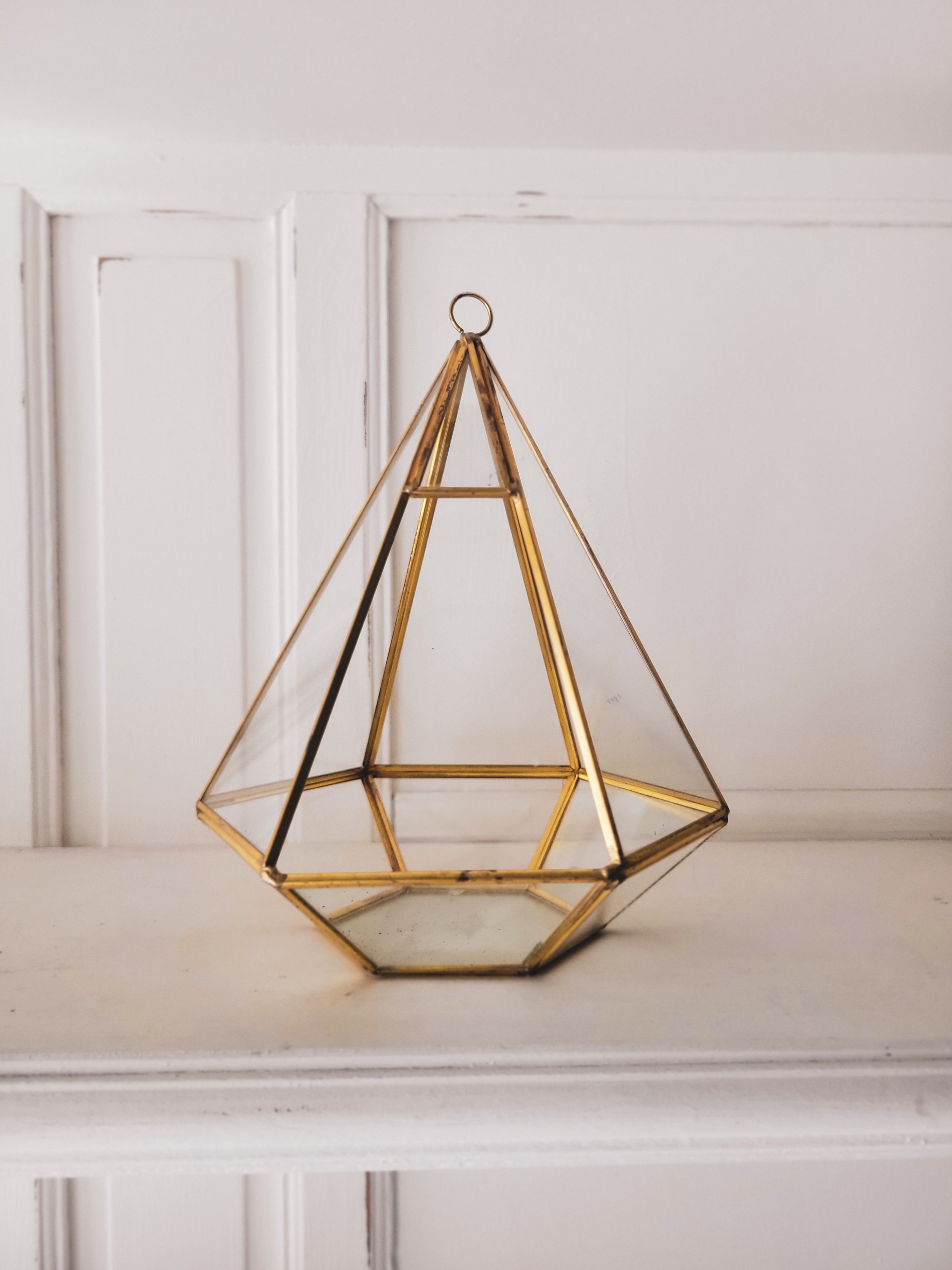 Vintage Brass & Glass Hanging Terrarium — view 3
