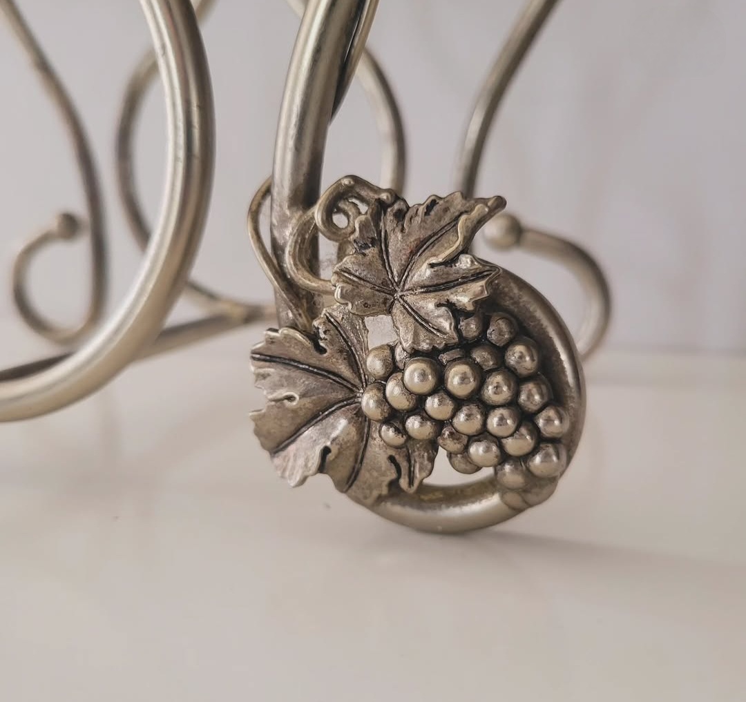 Pewter and Metal Grapevine Wine Holder — view 2