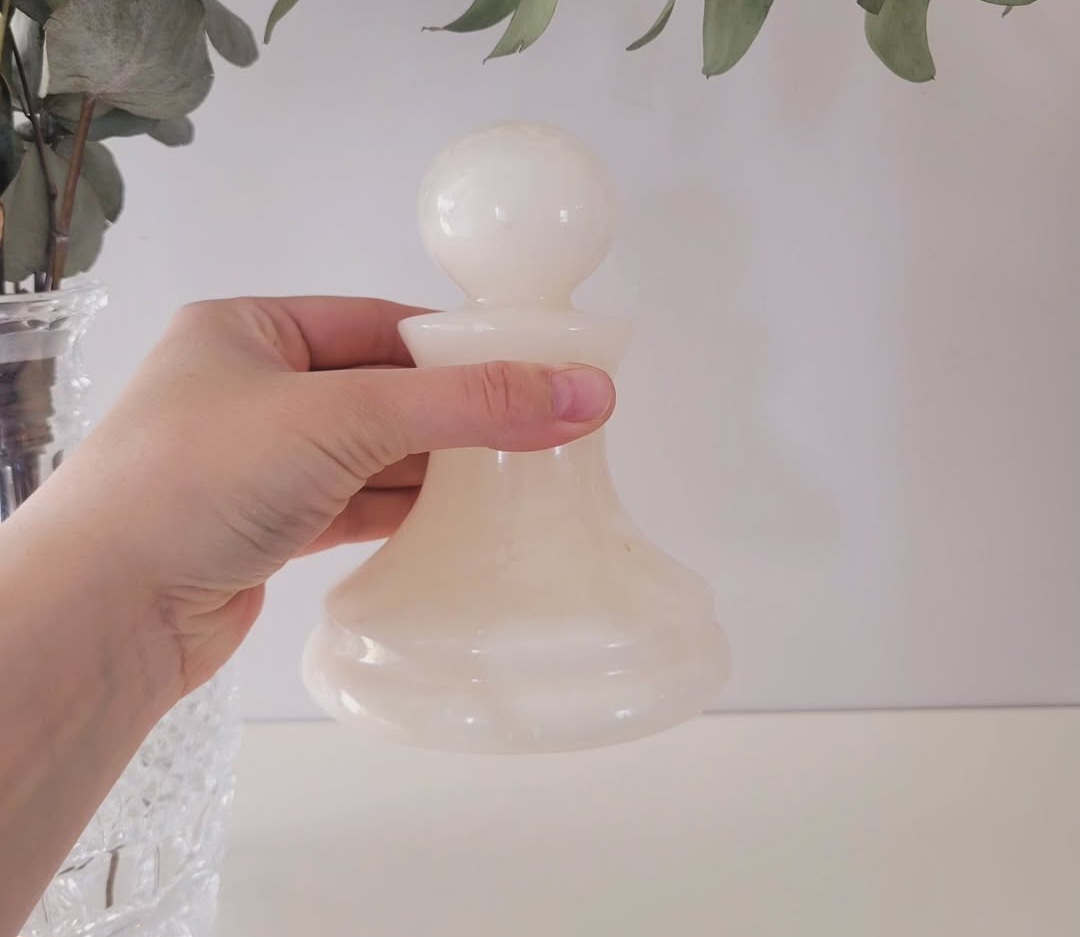 Vintage Volterra Alabaster Chess Pawn Sculpture — view 4