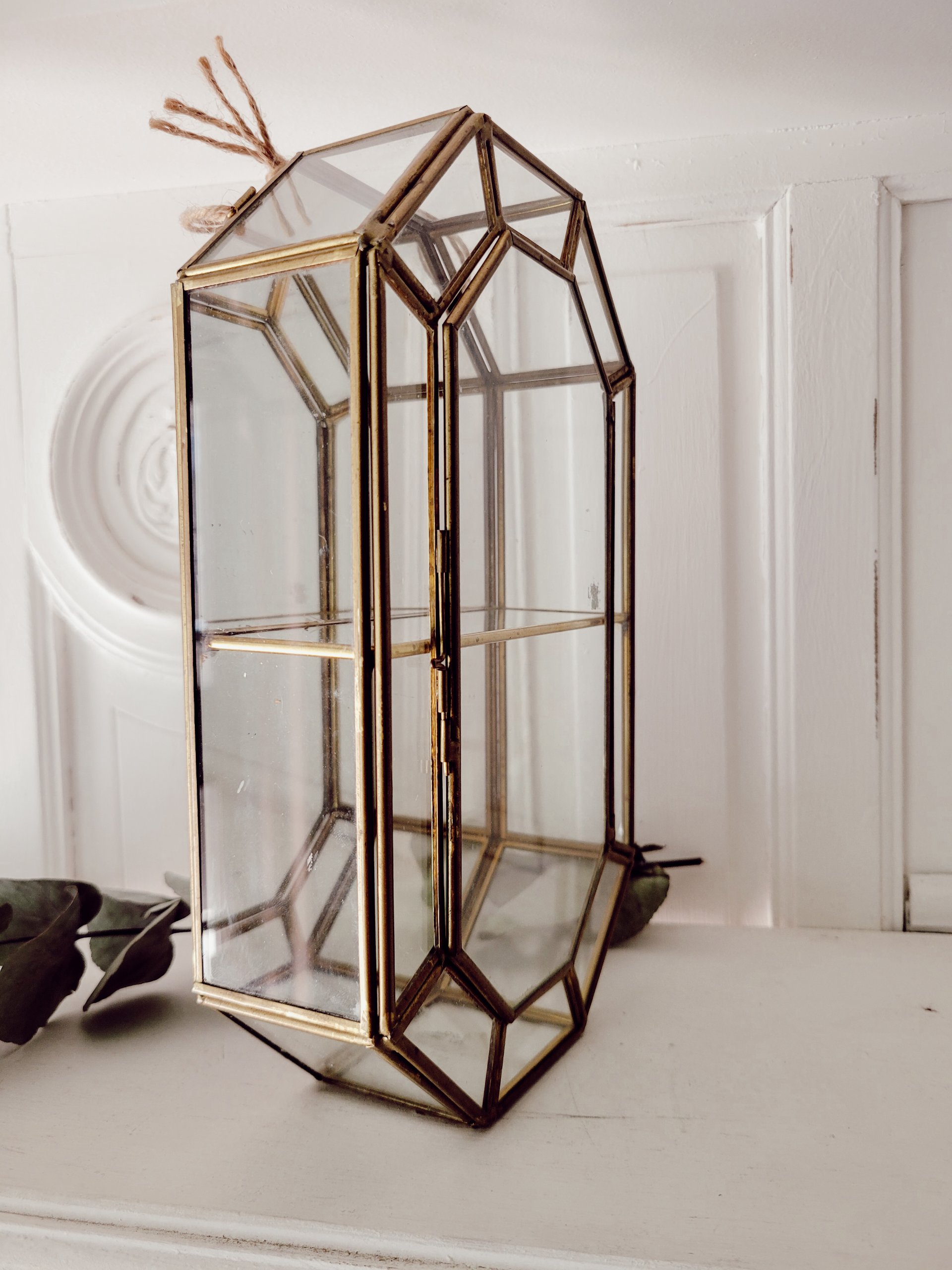 Vintage Brass & Glass Mirrored Curio Cabinet — view 3