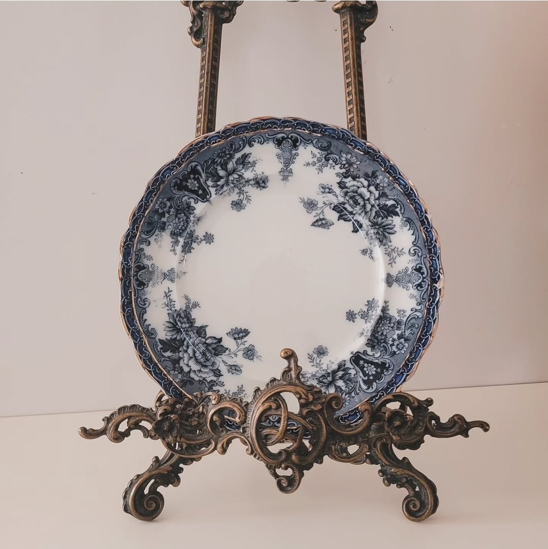 Antique Blue Flow Transferware Plate