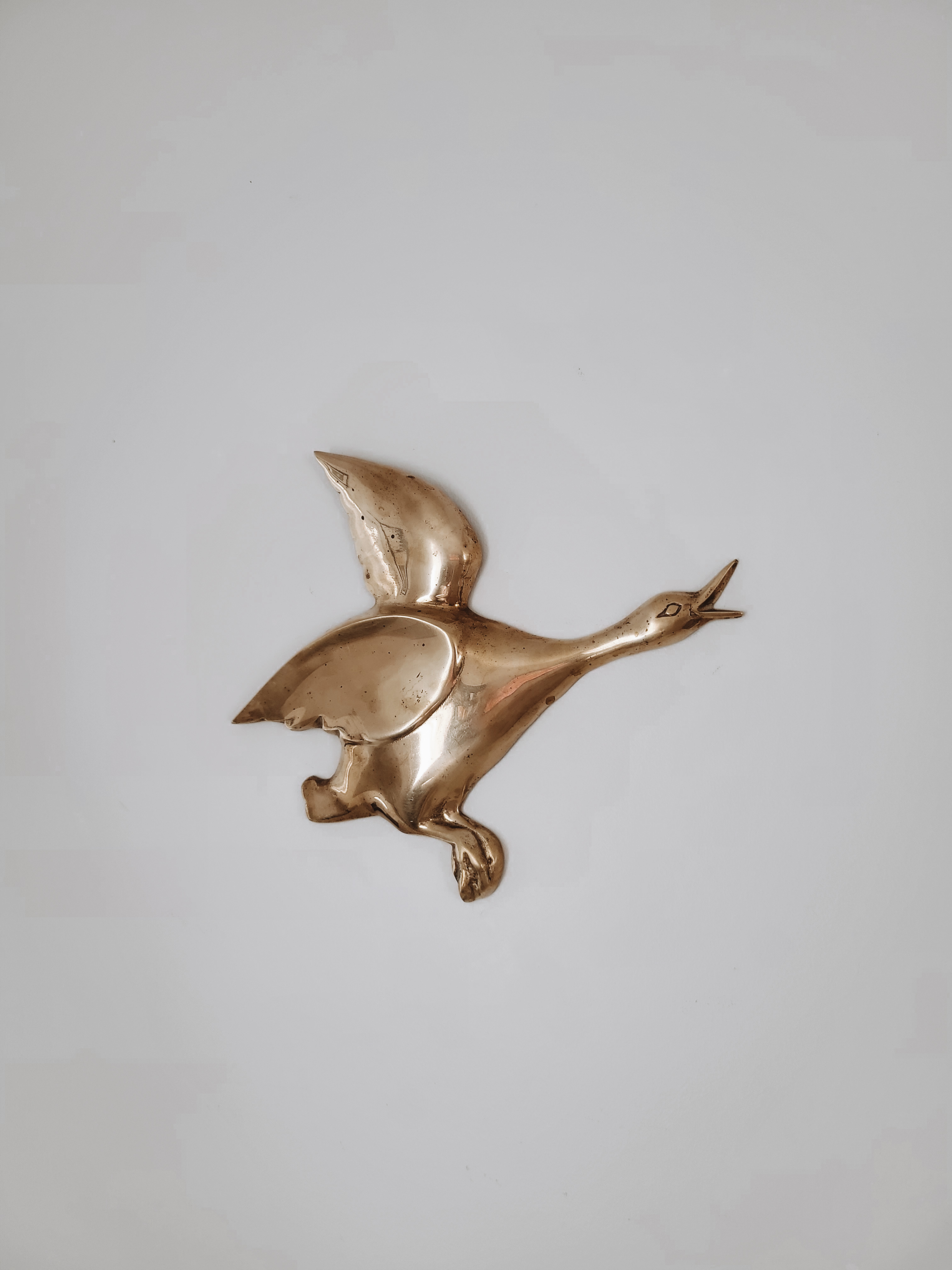 Pair of Brass Geese Wall Plaques