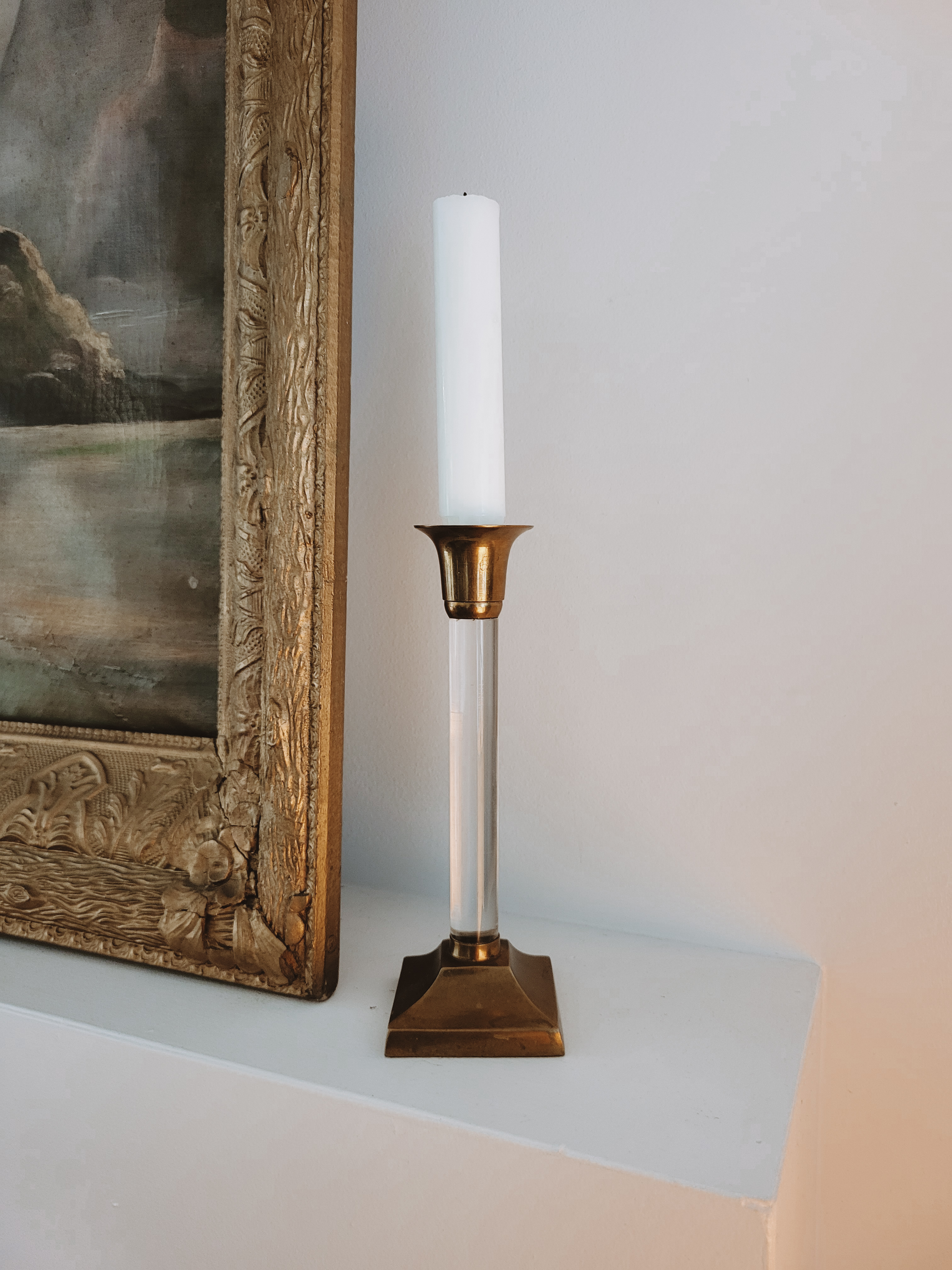 Brass & Lucite Candleholder