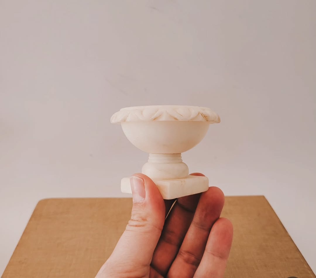 Mini Alabaster Birdbath — view 2
