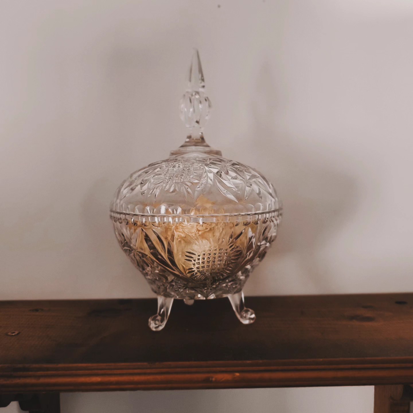 Vintage Cut Crystal Footed Candy Dish