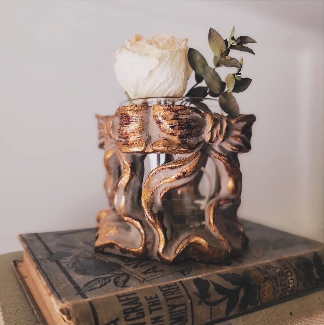 Vintage Gilt Bow Vase
