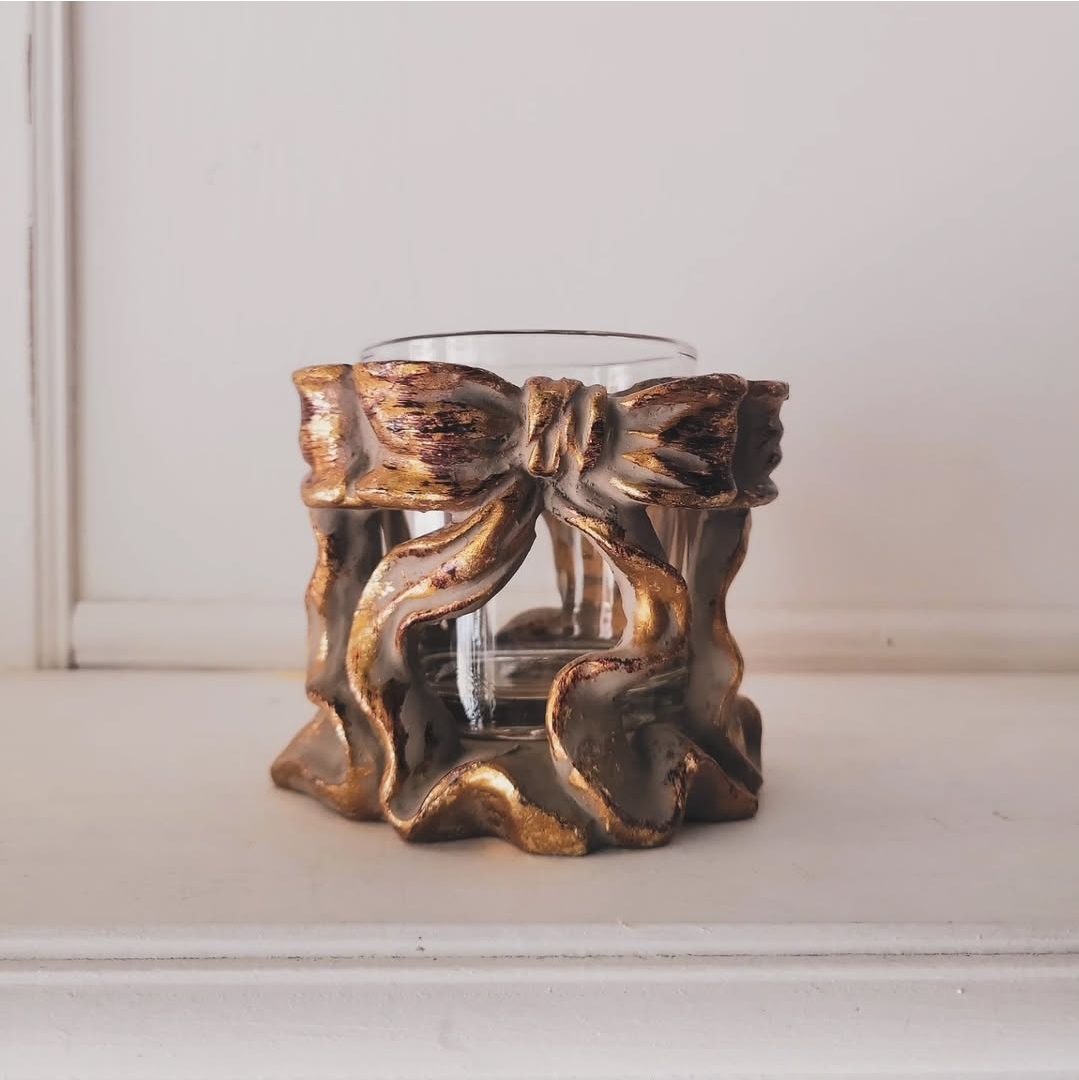 Vintage Gilt Bow Vase — view 2