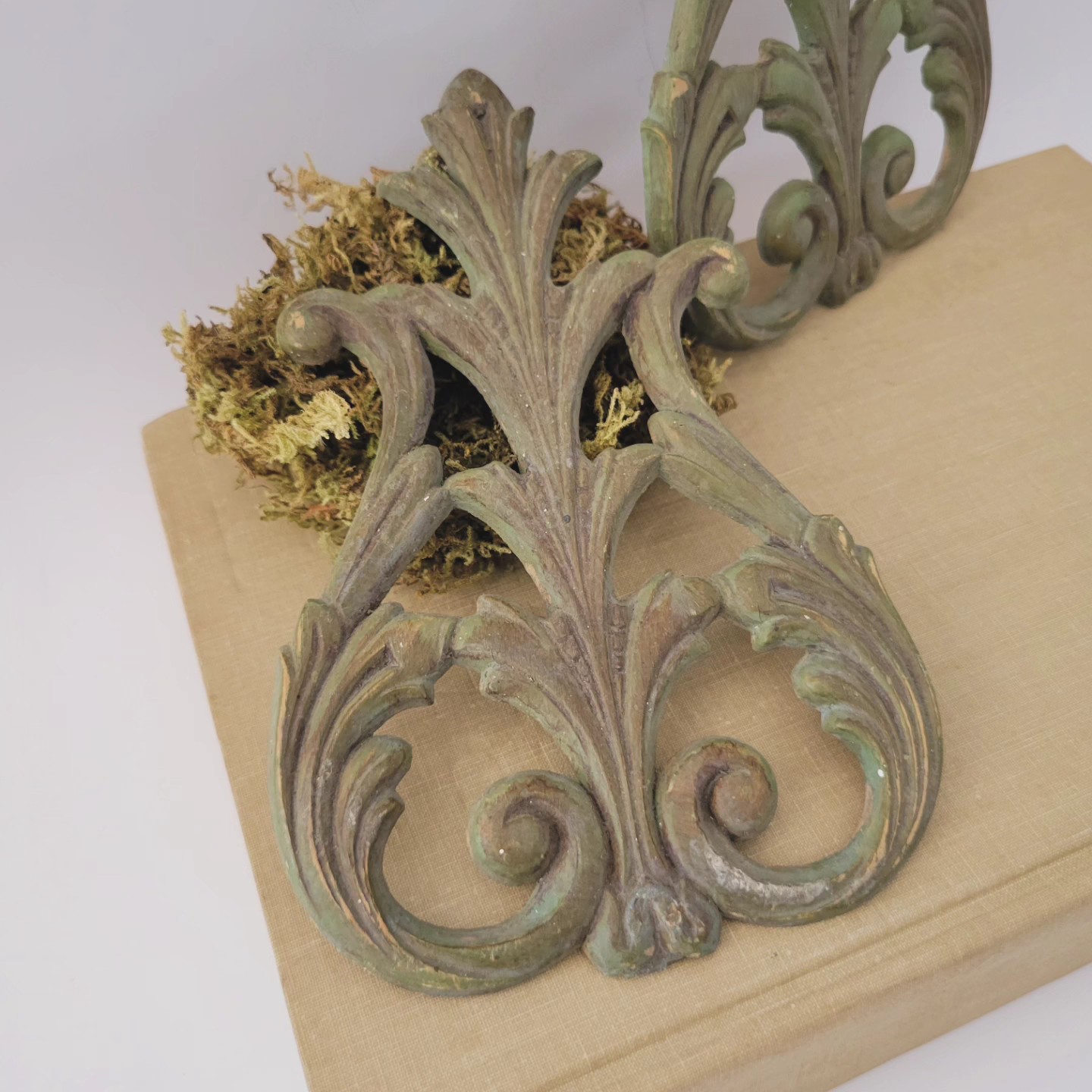 Pair of Vintage Wood Wall Appliques — view 2