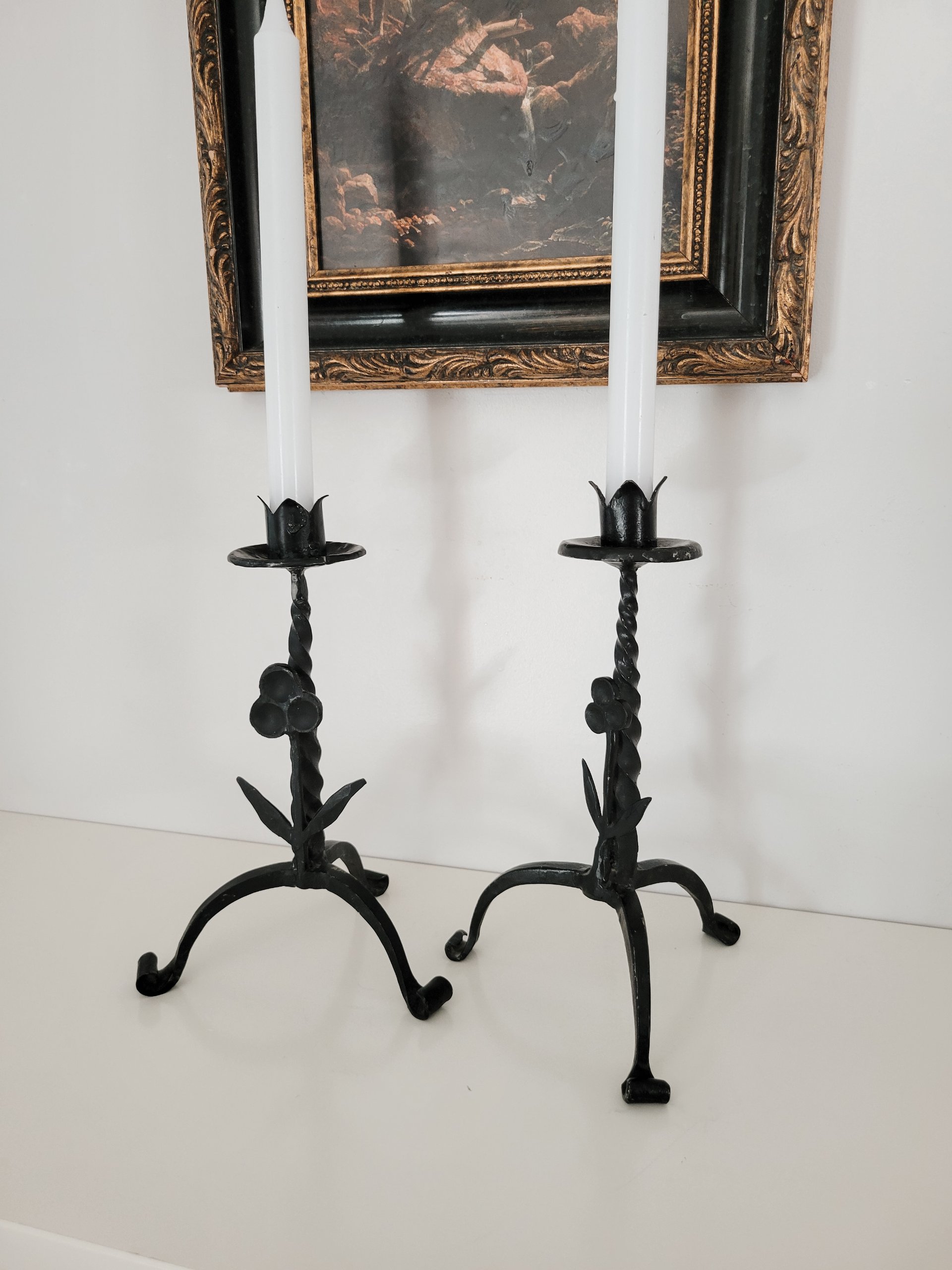 Pair of Wrought Iron Candle Holders